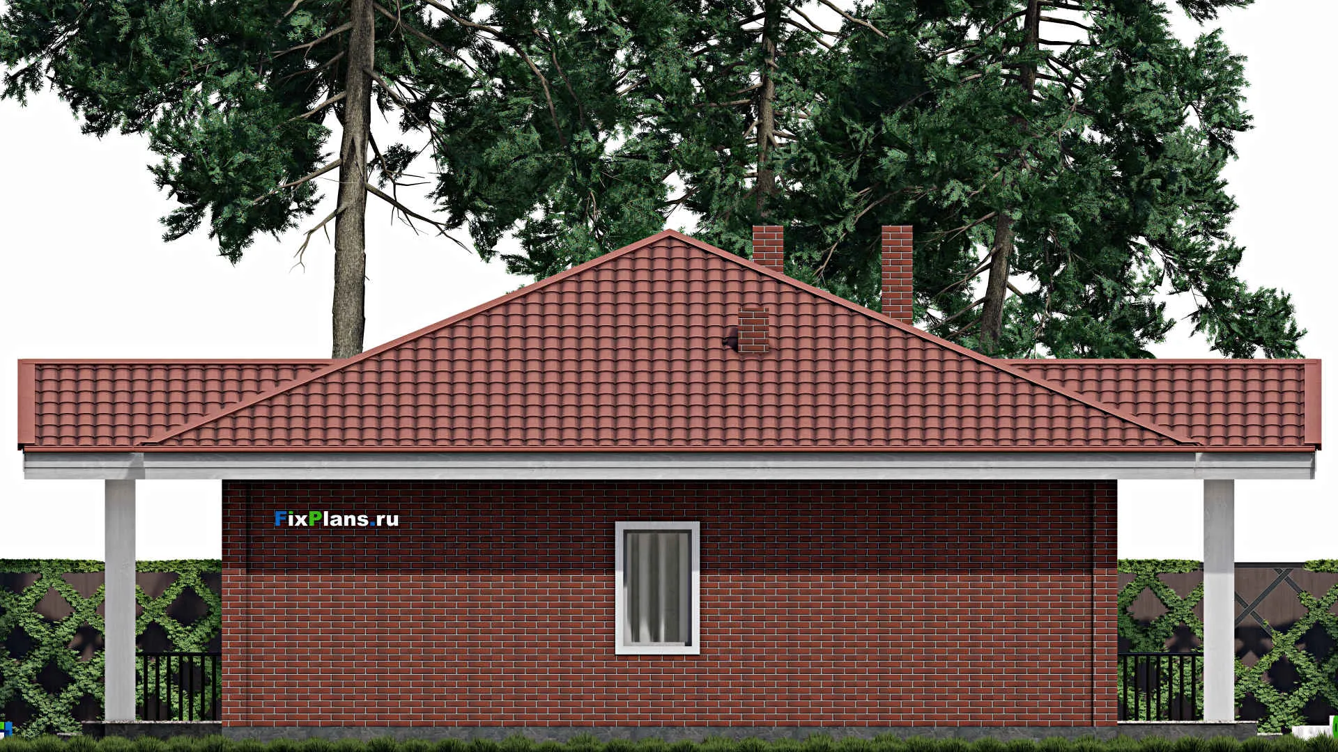 F-0665 - Проект одноэтажного дома 11 на 15, площадью 290 м² с террасой и 8 спальнями