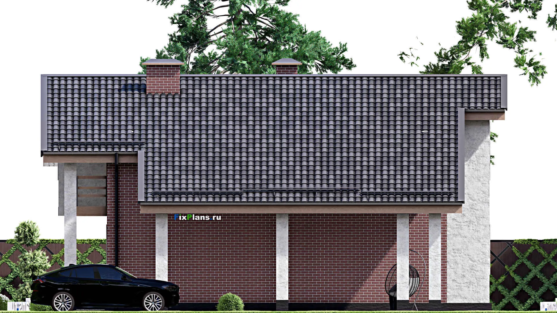 F-9800 - Проект дома с мансардой 14 на 17, площадью 220 м² с балконом и 4 спальнями