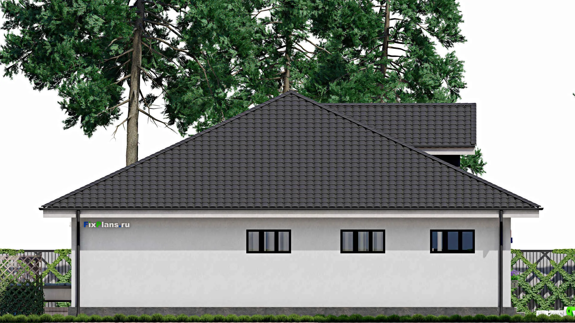 F-0413 - Проект дома с мансардой 15 на 17, площадью 250 м² с террасой, балконом, гаражом на 1 машину и 4 спальнями