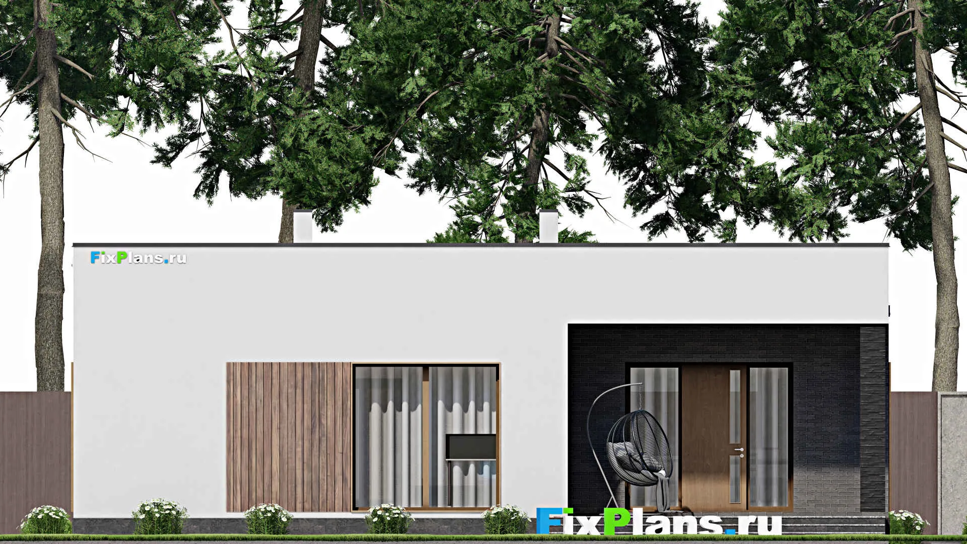 F-9341 - Проект одноэтажного дома 14 на 15, площадью 150 м² с террасой и 3 спальнями