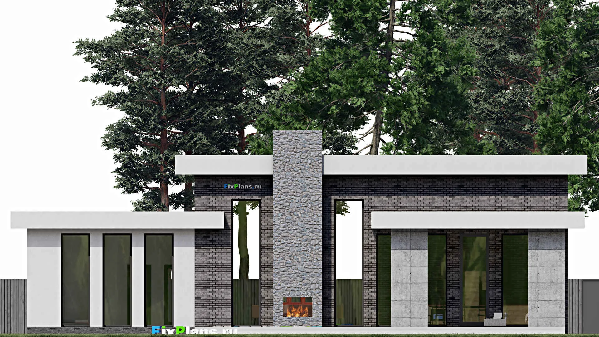 F-0404 - Проект одноэтажного дома 12 на 23, площадью 290 м² с террасой и 2 спальнями
