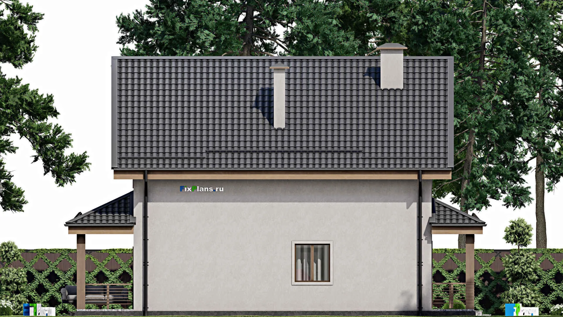 F-10088 - Проект дома с мансардой 10 на 14, площадью 190 м² с террасой и 5 спальнями