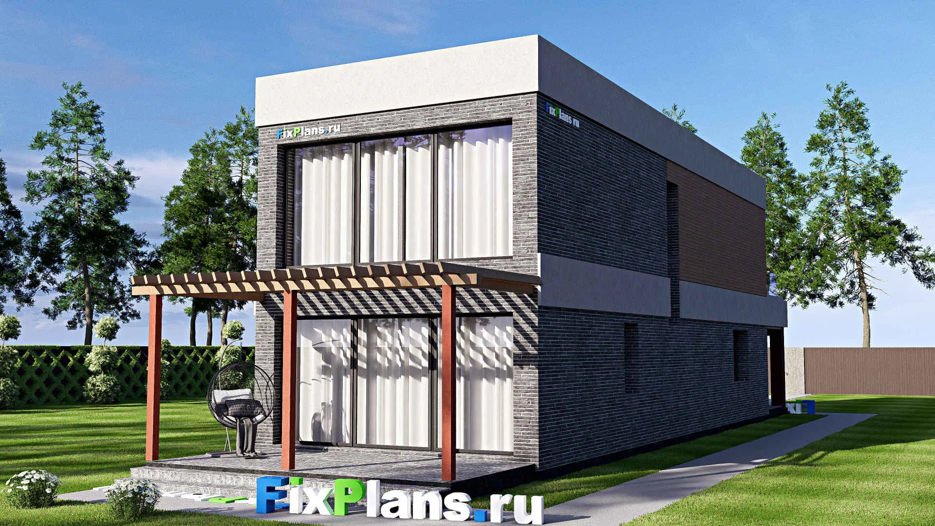 F-18683 - Проект двухэтажного дома 7 на 24, площадью 180 м² с террасой, балконом и 3 спальнями