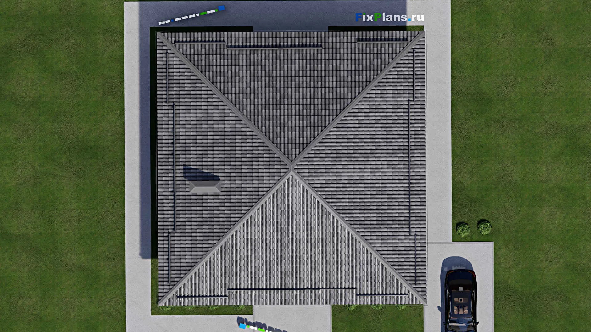 F-10628 - Проект одноэтажного дома 14 на 15, площадью 170 м² с террасой и 2 спальнями