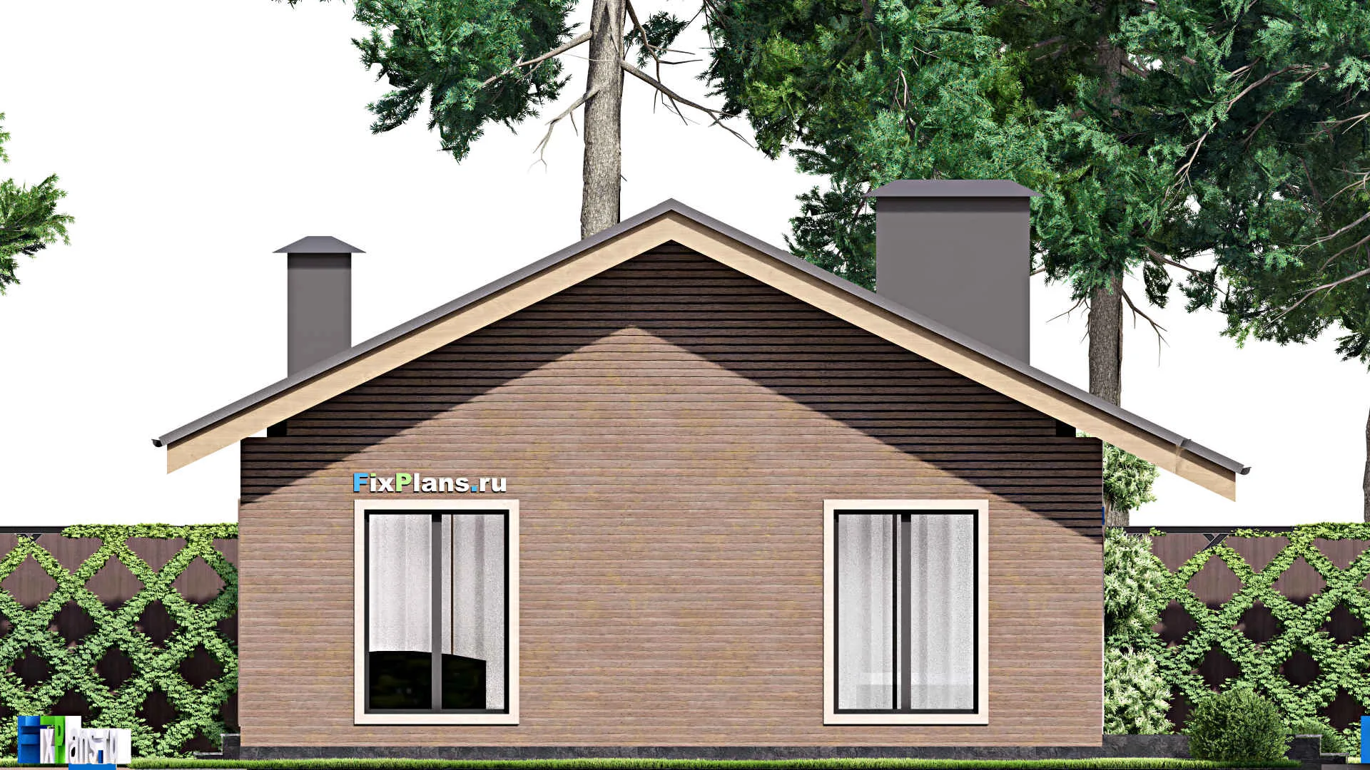 F-13778 - Проект одноэтажного дома 11 на 16, площадью 140 м² с террасой и 2 спальнями