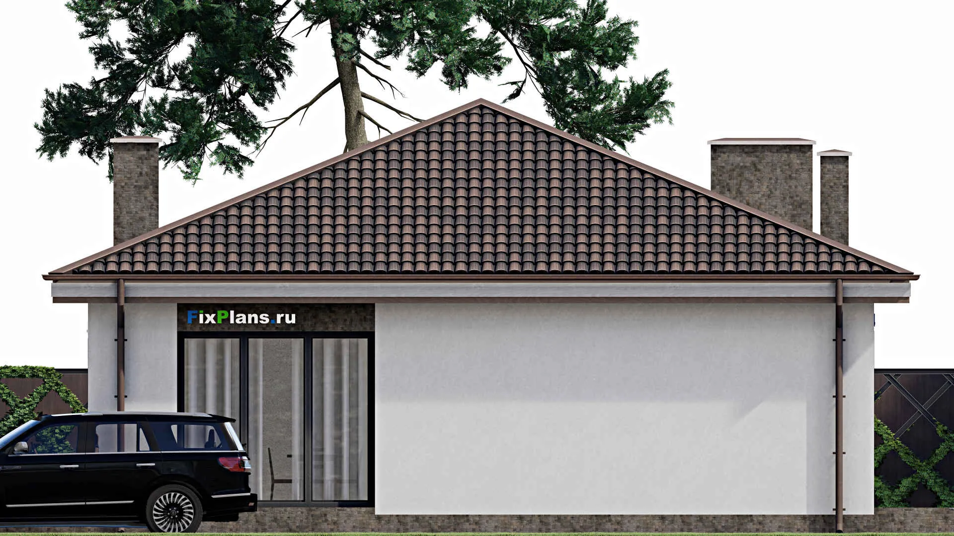 F-1259 - Проект одноэтажного дома 12 на 18, площадью 170 м² с 5 спальнями