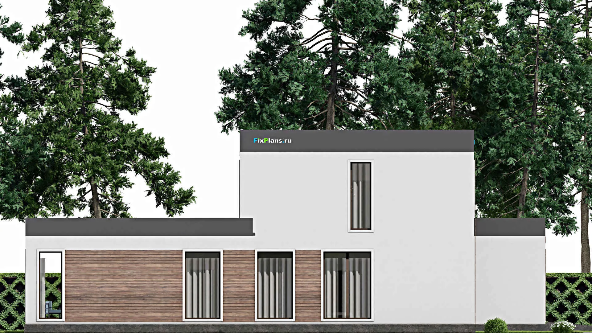 F-9296 - Проект двухэтажного дома 22 на 29, площадью 510 м² с террасой, баней, гаражом на 2 машины и 5 спальнями