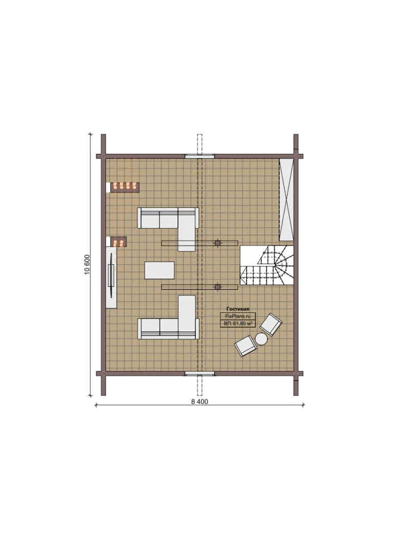 F-7640 - Планы дома с мансардой 9 на 11, площадью 150 м² с террасой и 2 спальнями