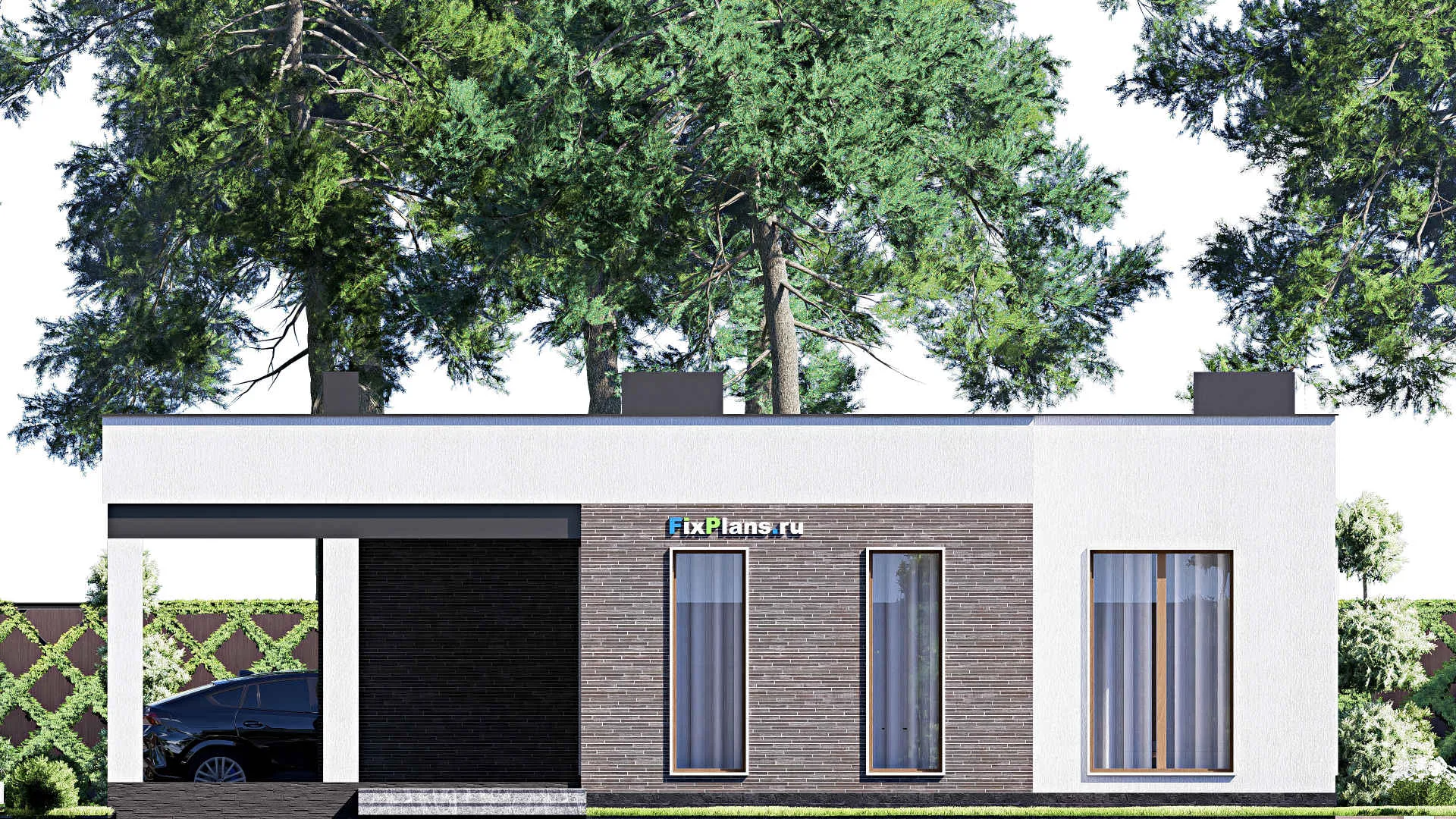 F-18791 - Проект одноэтажного дома 14 на 19, площадью 180 м² с террасой и 3 спальнями