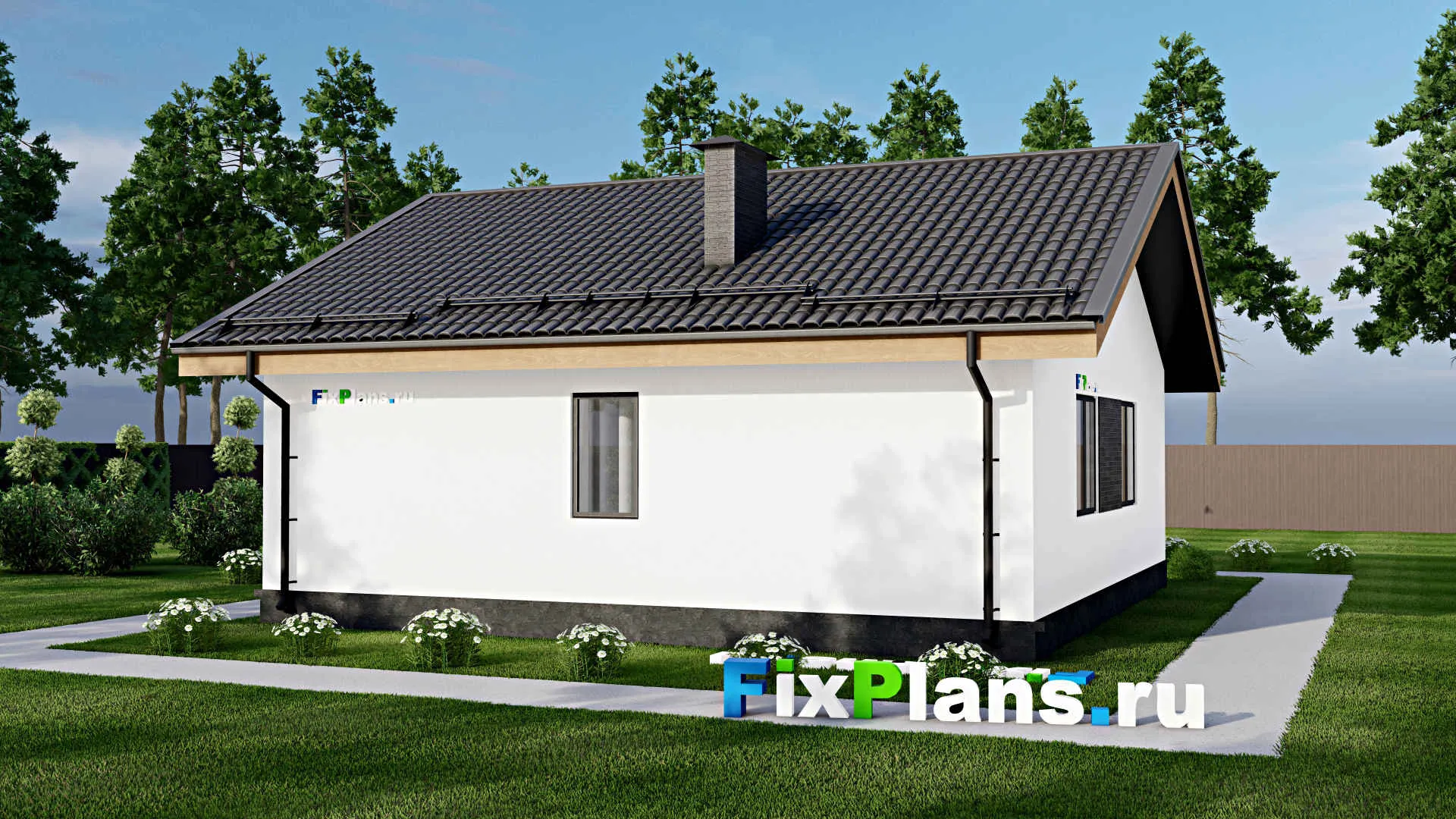 F-4733 - План одноэтажного дома 11 на 11, площадью 90 м² с 2 спальнями