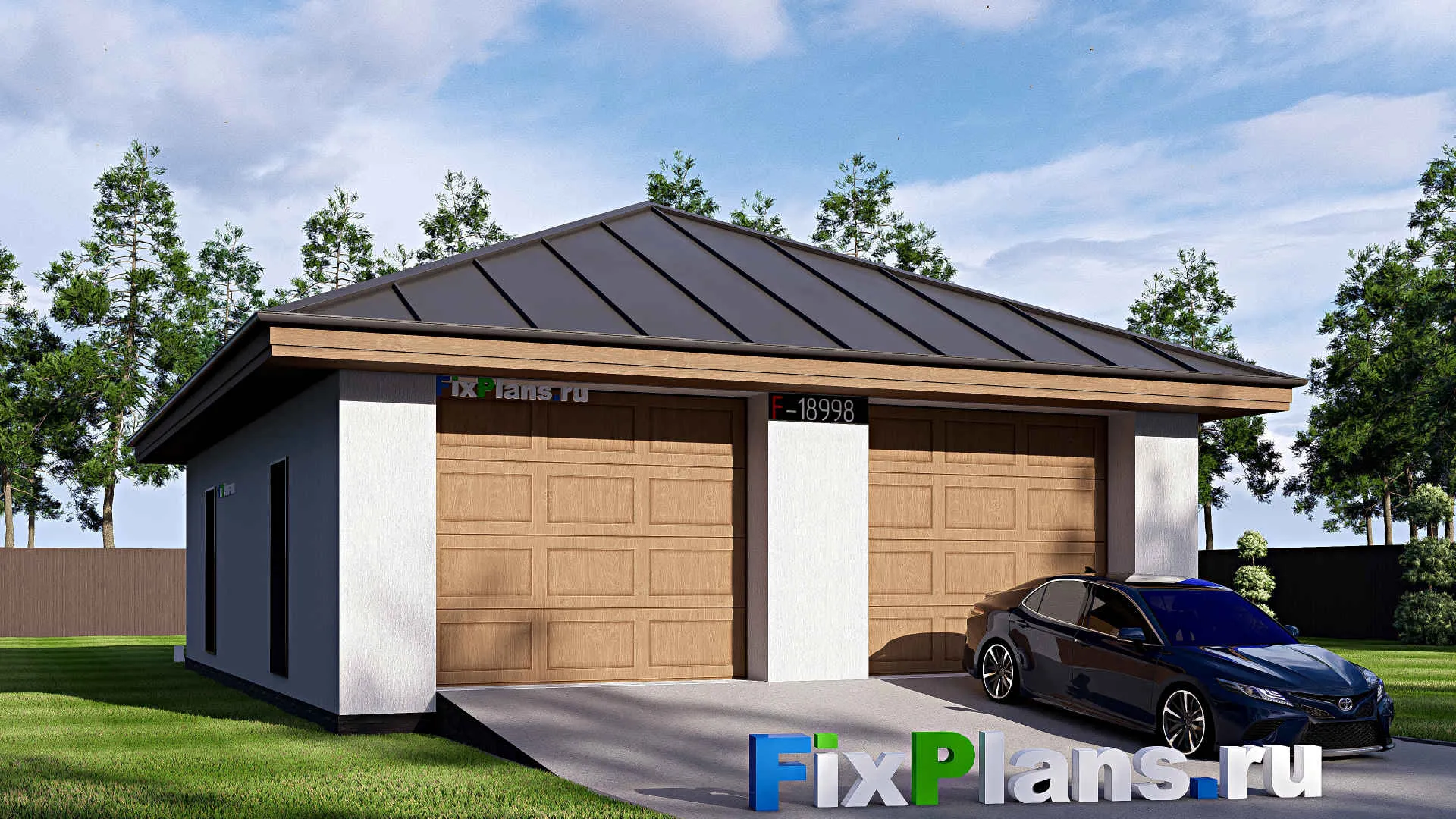 F-18998 - Проект гаража из газобетона 10 на 13, площадью 110 м² на 2 машиноместа