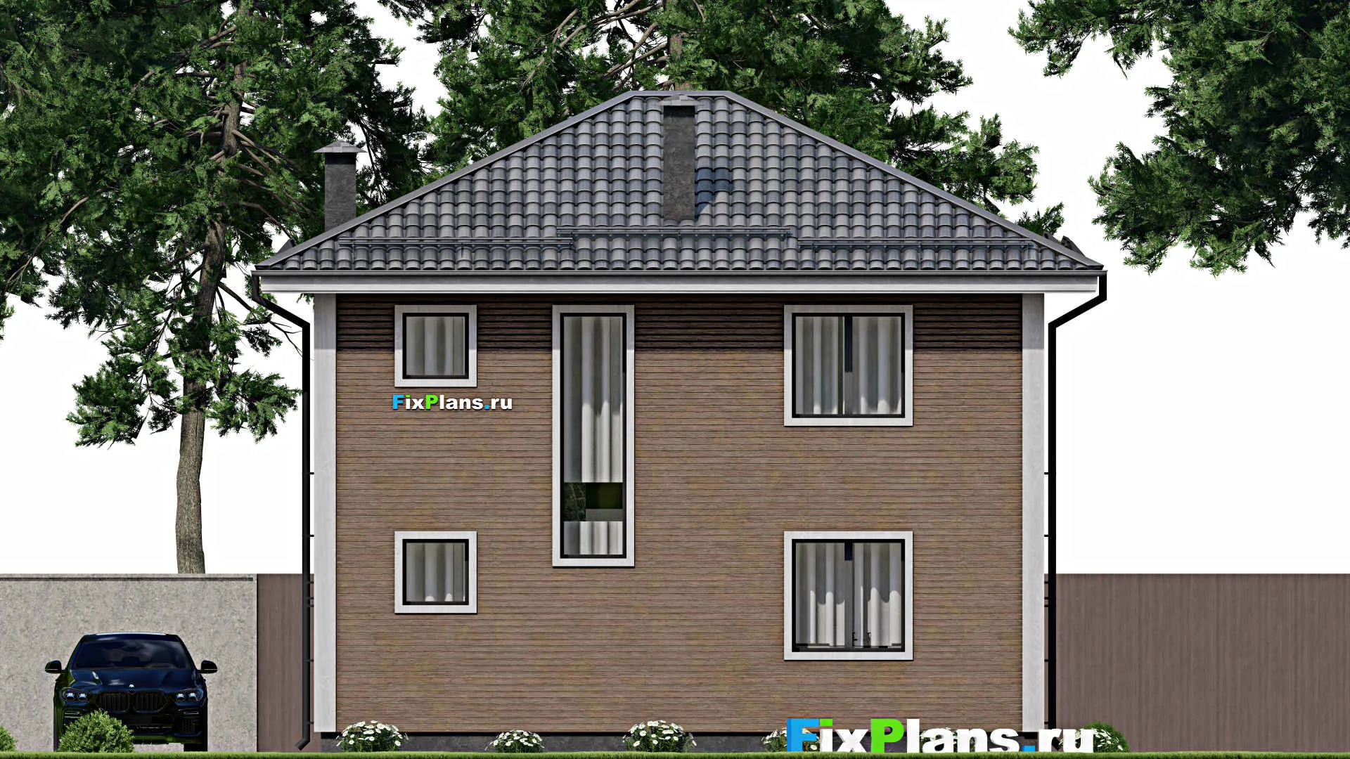 F-11492 - Проект двухэтажного дома 10 на 10, площадью 110 м² с баней и 4 спальнями