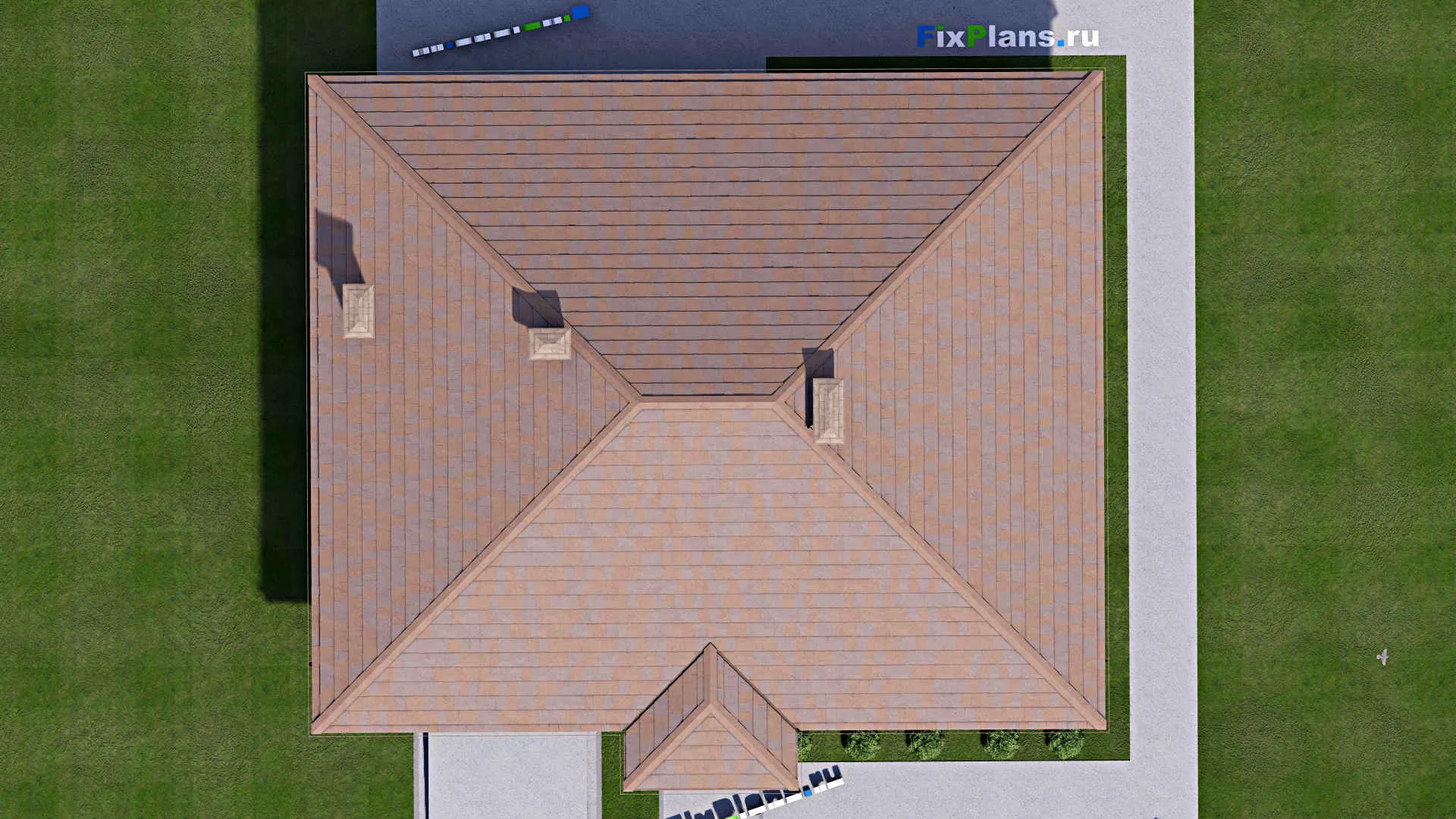 F-12212 - Проект одноэтажного дома 15 на 16, площадью 170 м² с гаражом на 2 машины и 3 спальнями