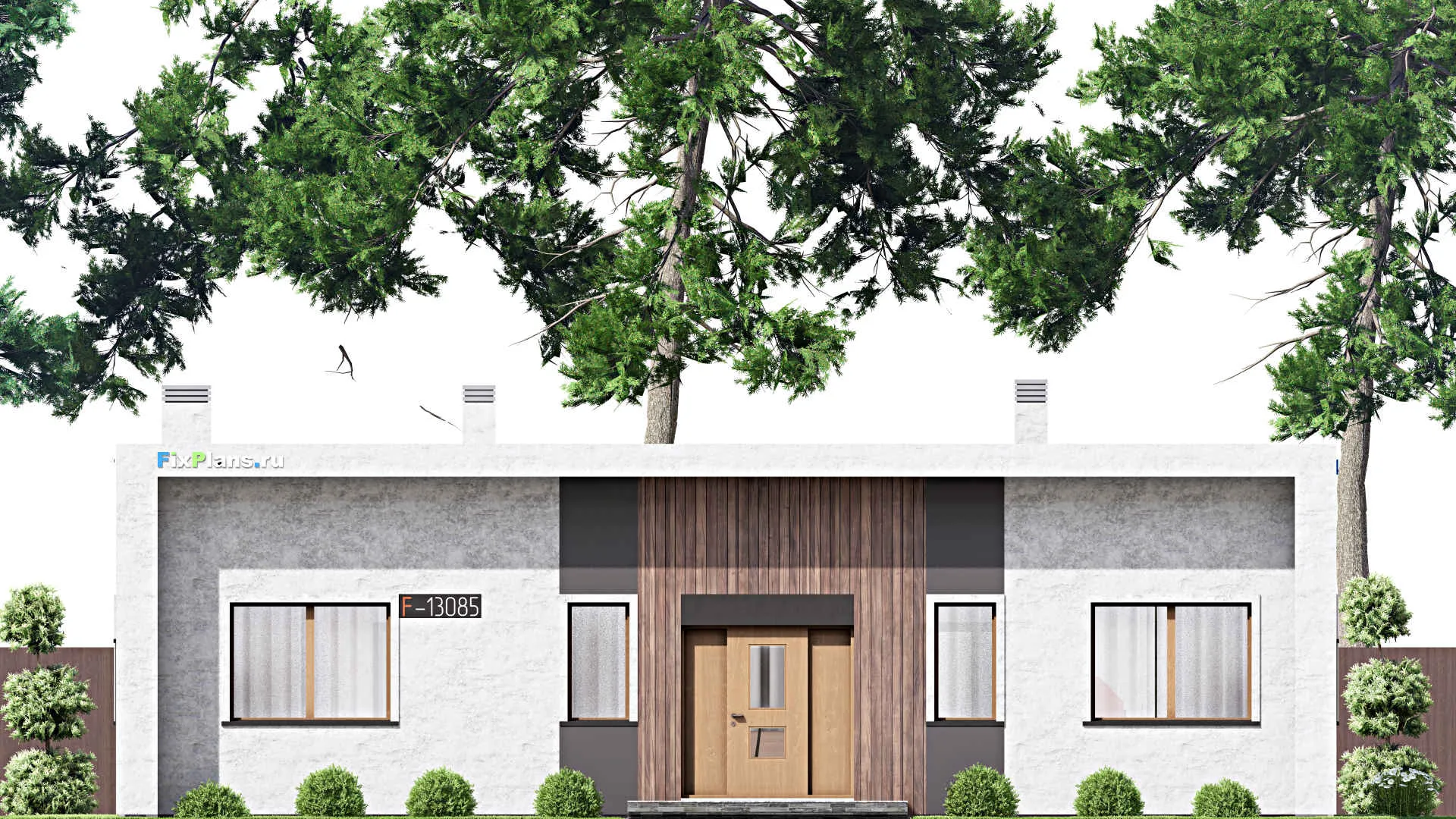 F-13085 - Проект одноэтажного дома 15 на 23, площадью 260 м² с террасой и 4 спальнями