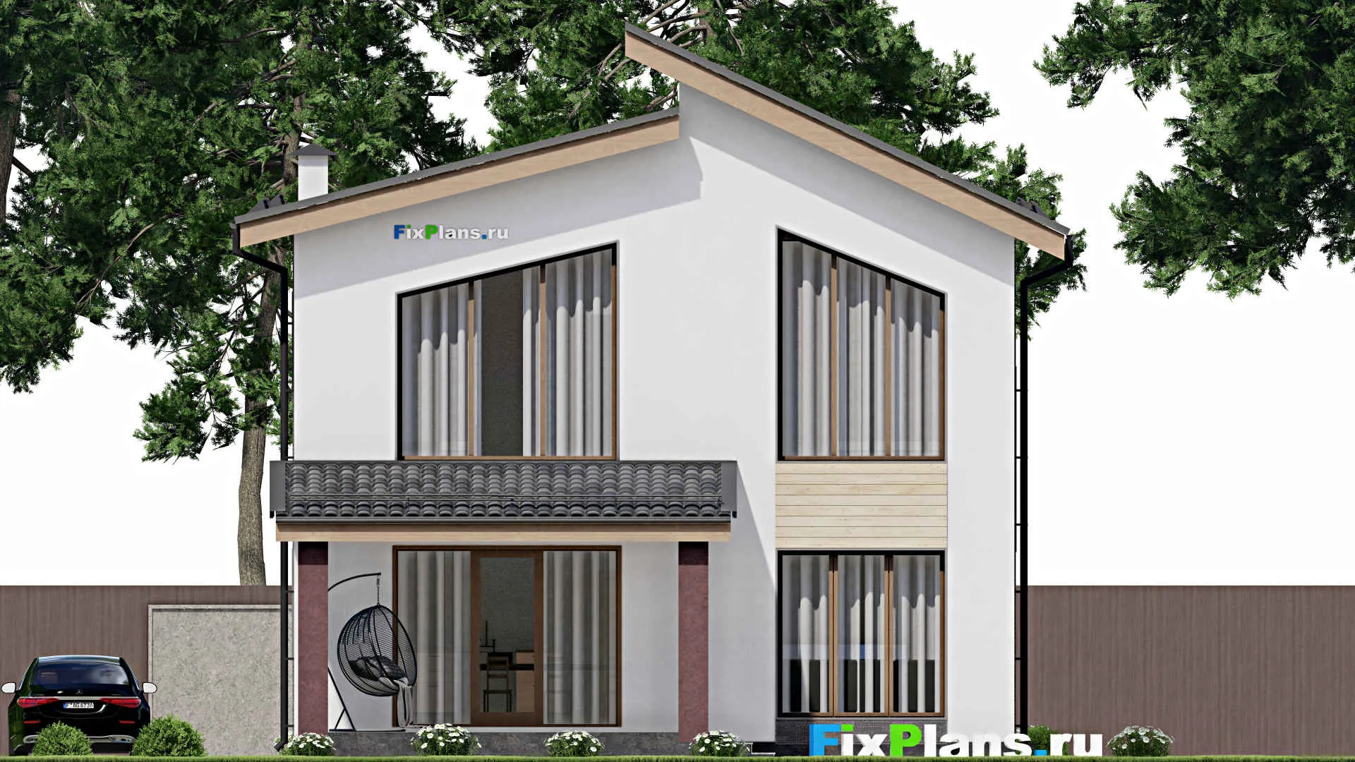 F-6281 - Проект дома с мансардой 10 на 15, площадью 170 м² с террасой и 4 спальнями