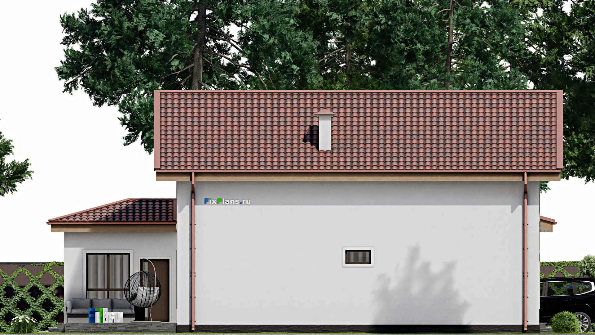 F-10106 - Планы дома с мансардой 14 на 16, площадью 260 м² с террасой, баней и 3 спальнями