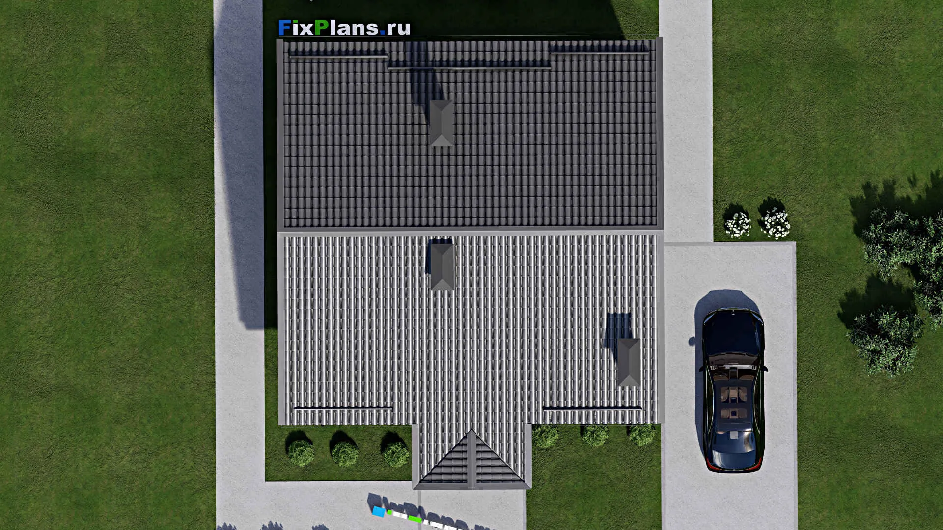 F-4733 - План одноэтажного дома 11 на 11, площадью 90 м² с 2 спальнями