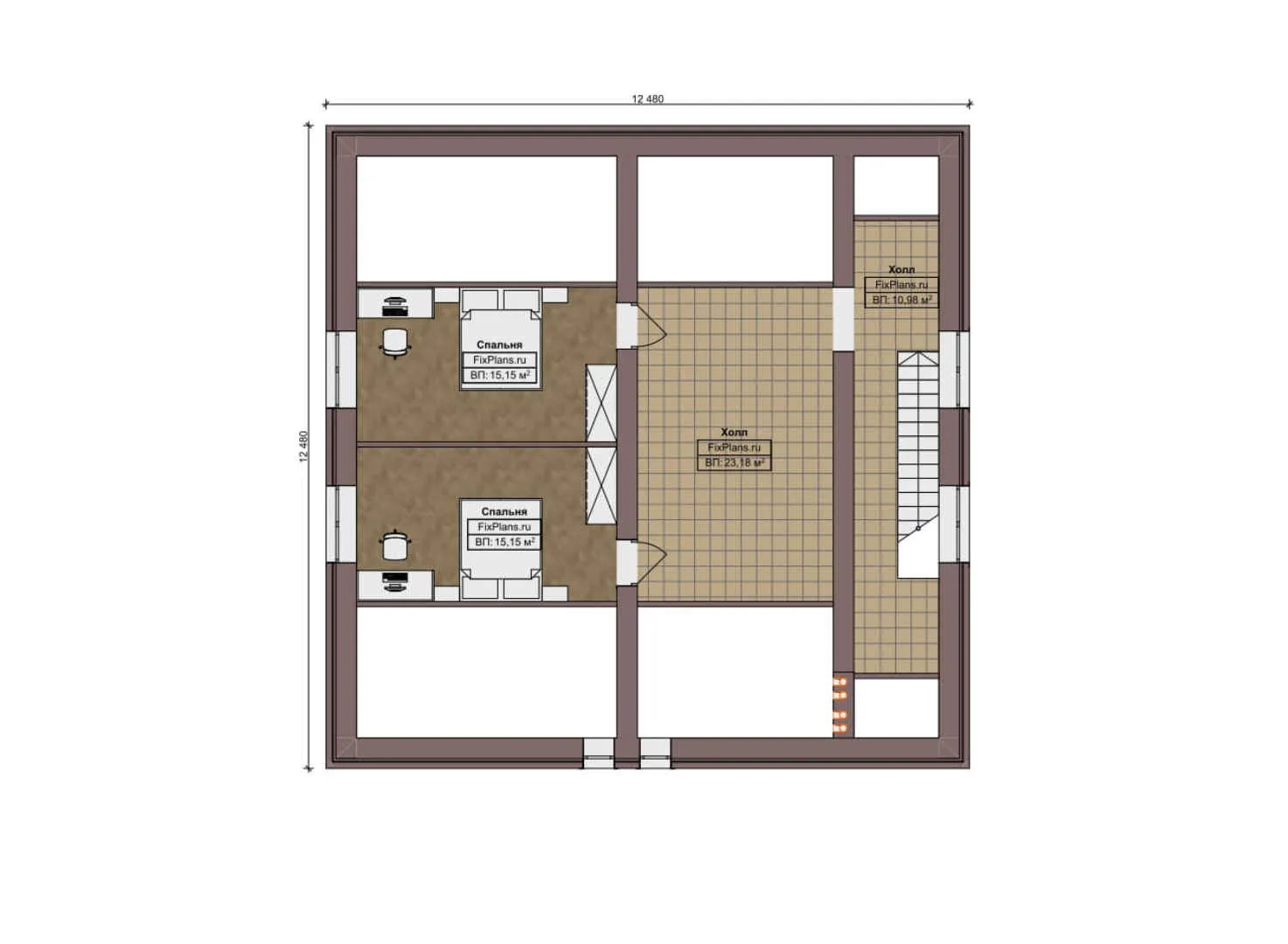 F-10169 - Планы дома с мансардой 13 на 15, площадью 310 м² с цокольным этажом и 5 спальнями