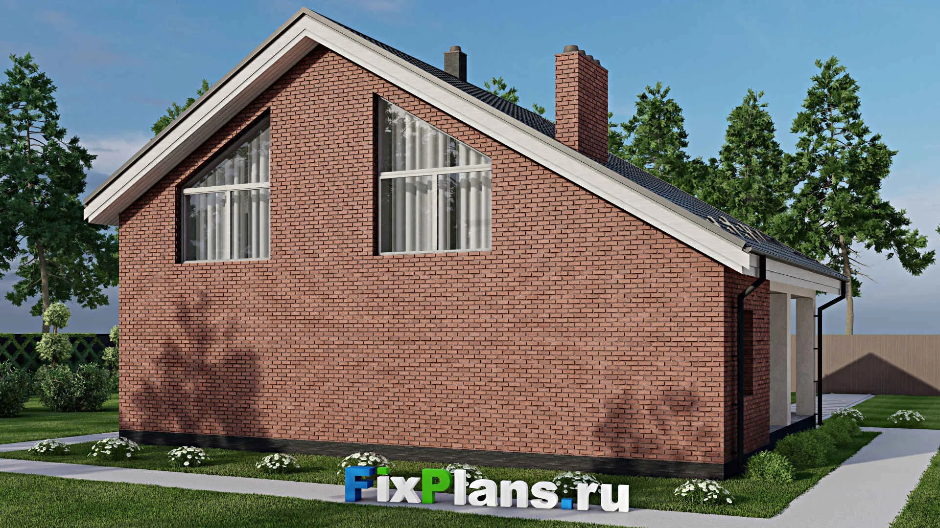 F-2627 - Проект дома с мансардой 11 на 14, площадью 190 м² с террасой, балконом, баней и 3 спальнями