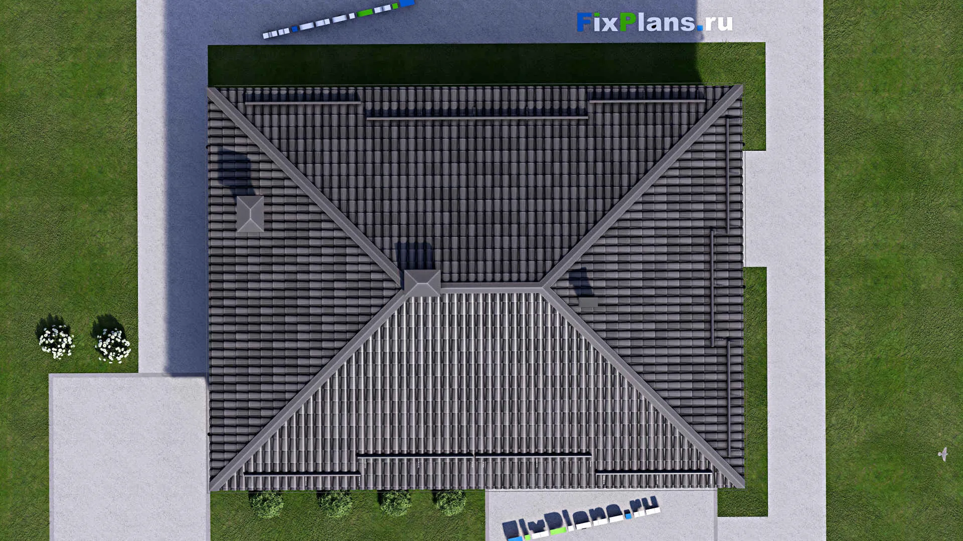 F-15434 - Проект бани 9 на 13, площадью 90 м² с комнатой отдыха, терассой и санузлом