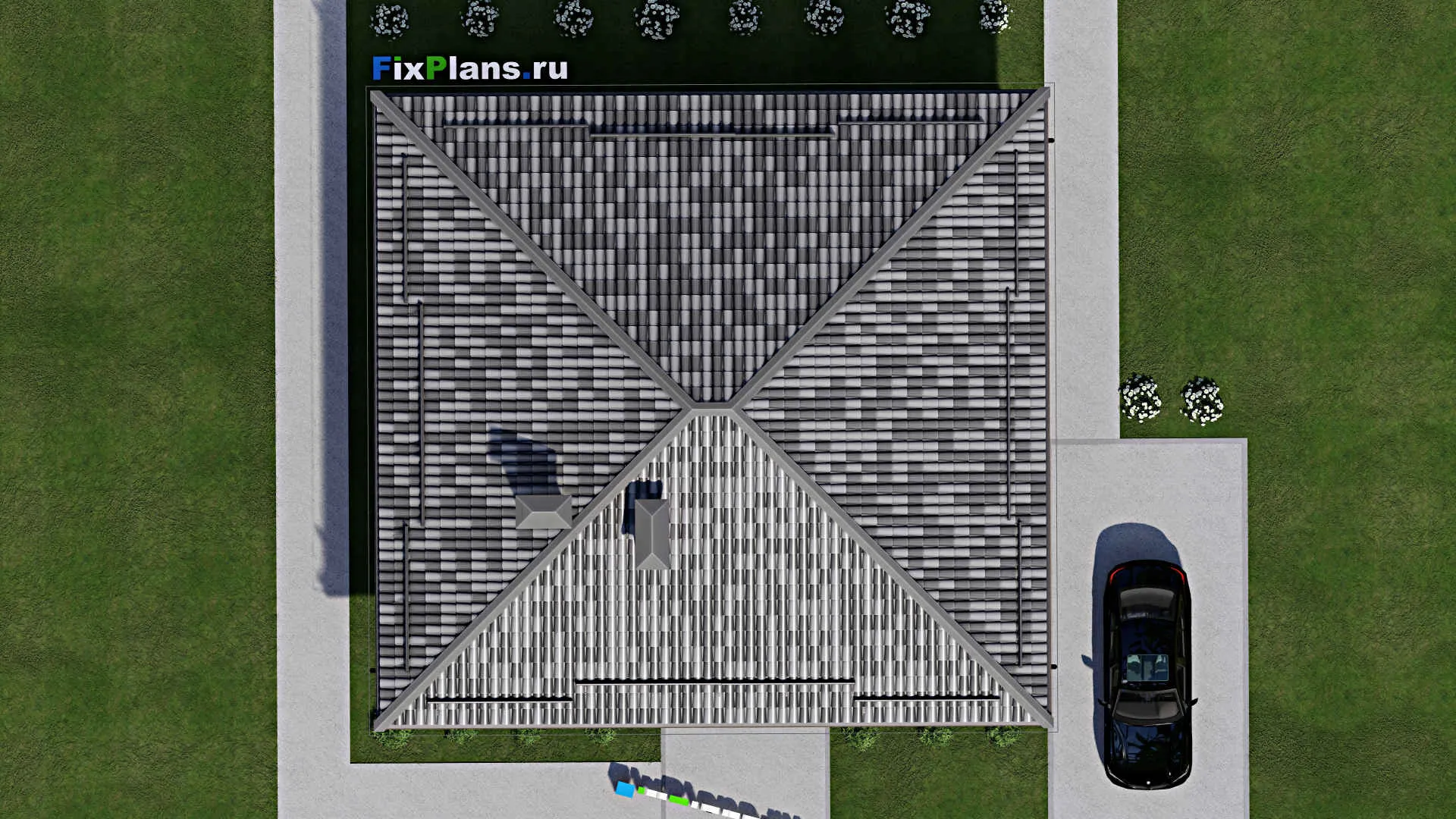F-6596 - Проект одноэтажного дома 12 на 13, площадью 120 м² с 3 спальнями