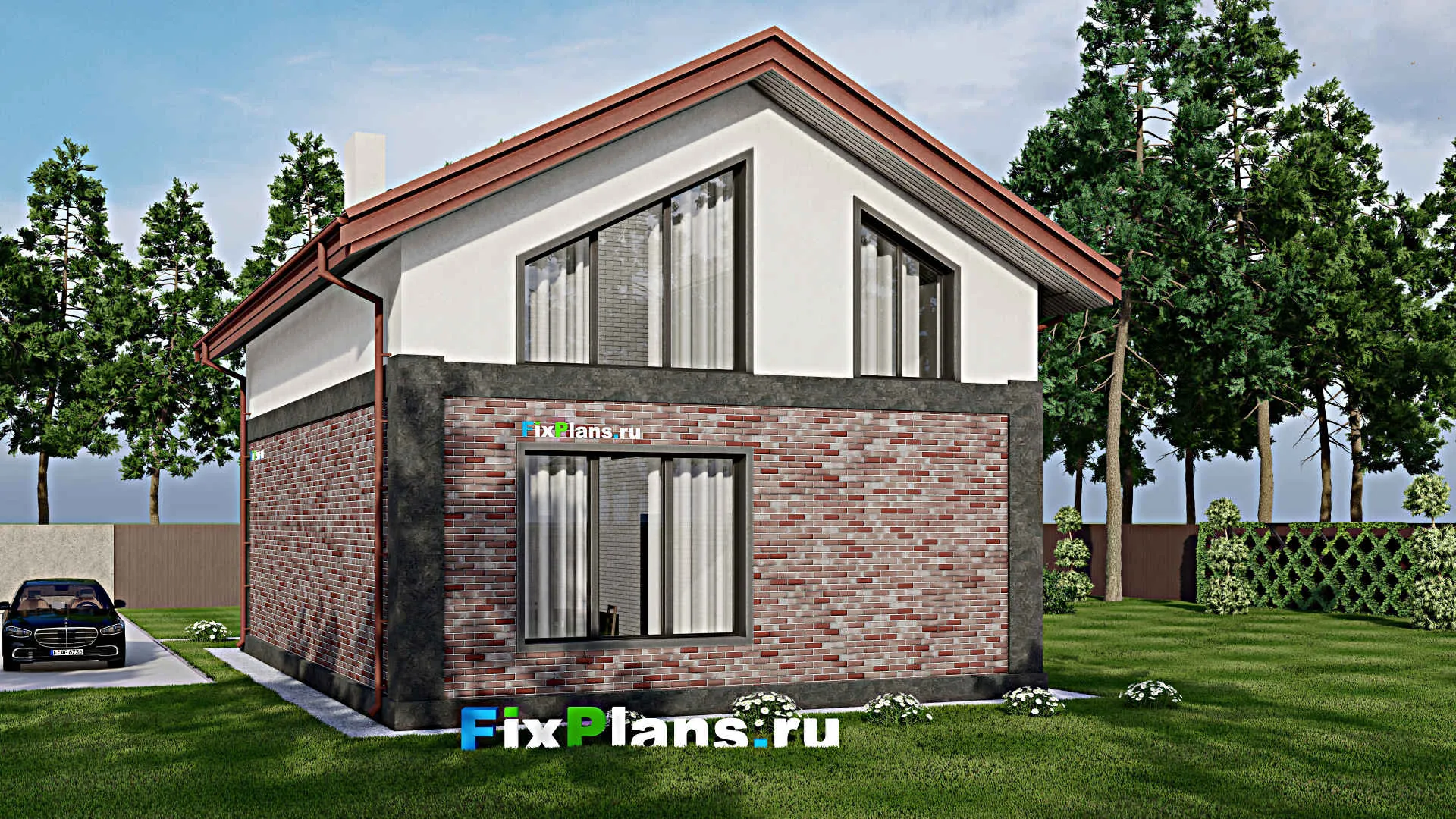 F-2276 - Планы дома с мансардой 9 на 13, площадью 150 м² с 1 спальнями