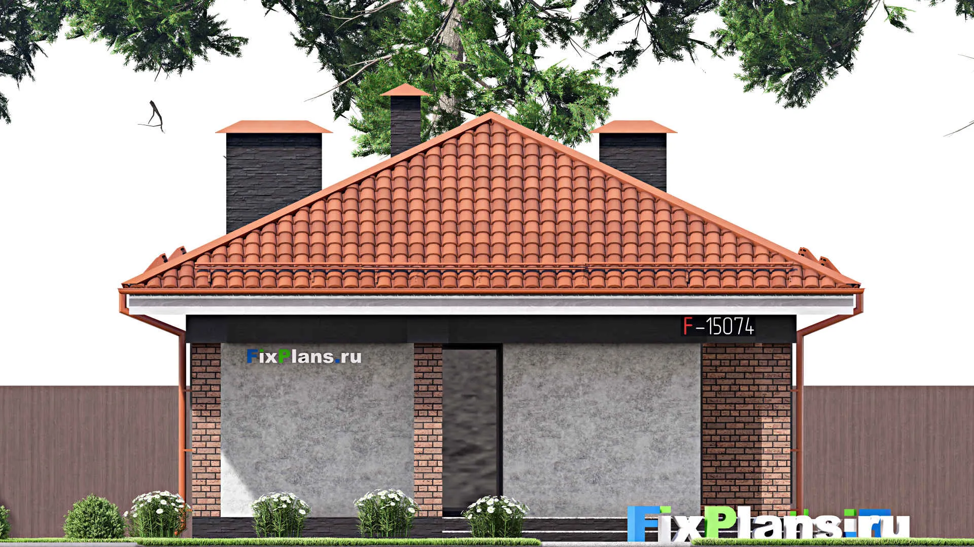 F-15074 - Проект бани 8 на 15, площадью 100 м² с терассой, 2 санузлами и спальней