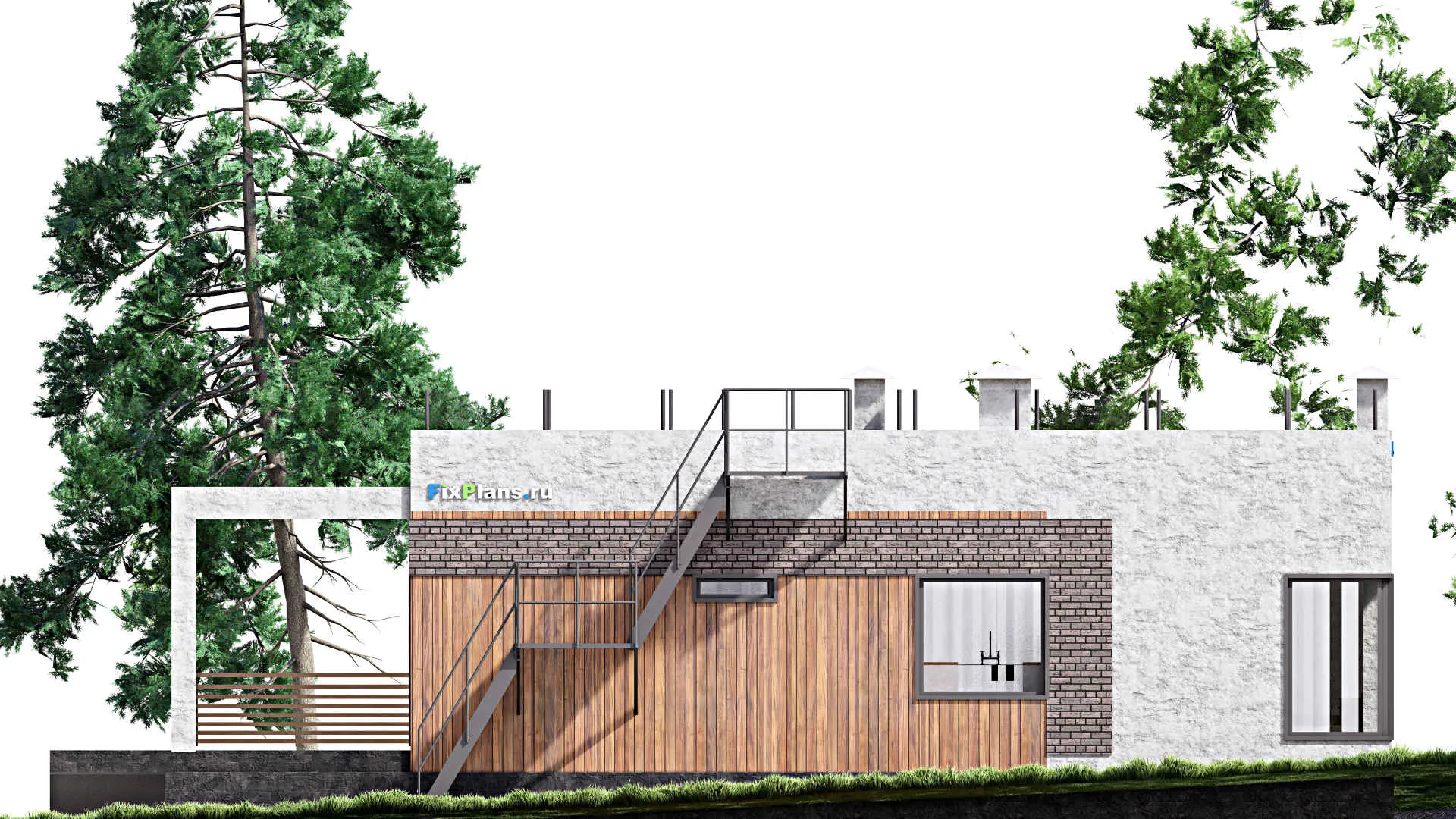 F-13265 - Проект одноэтажного дома 13 на 16, площадью 160 м² с террасой и 3 спальнями