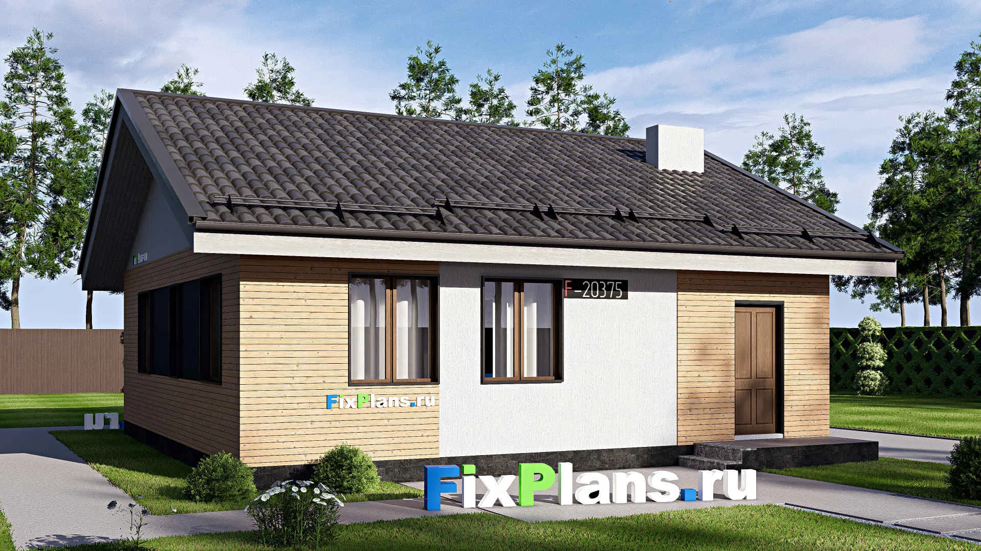 F-20375 - Проект одноэтажного дома 10 на 11, площадью 80 м² с 2 спальнями