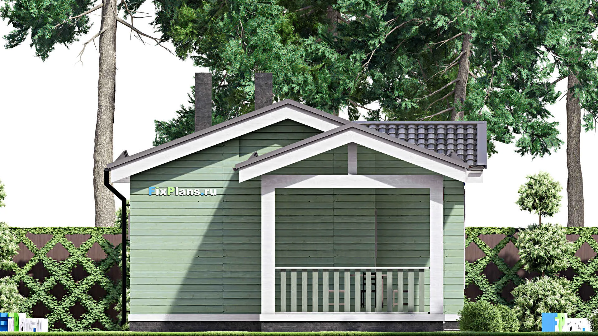 F-15659 - Проект бани 8 на 11, площадью 60 м² с комнатой отдыха, терассой и санузлом