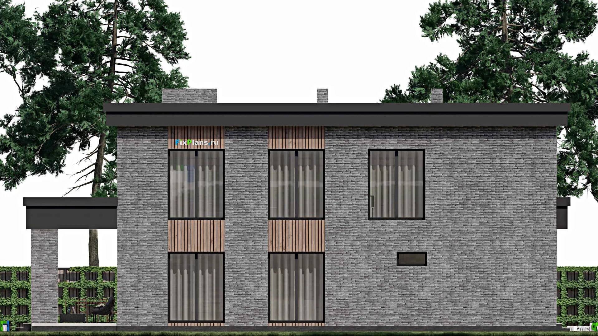 F-1124 - Проект двухэтажного дома 12 на 16, площадью 330 м² с террасой, балконом и 5 спальнями