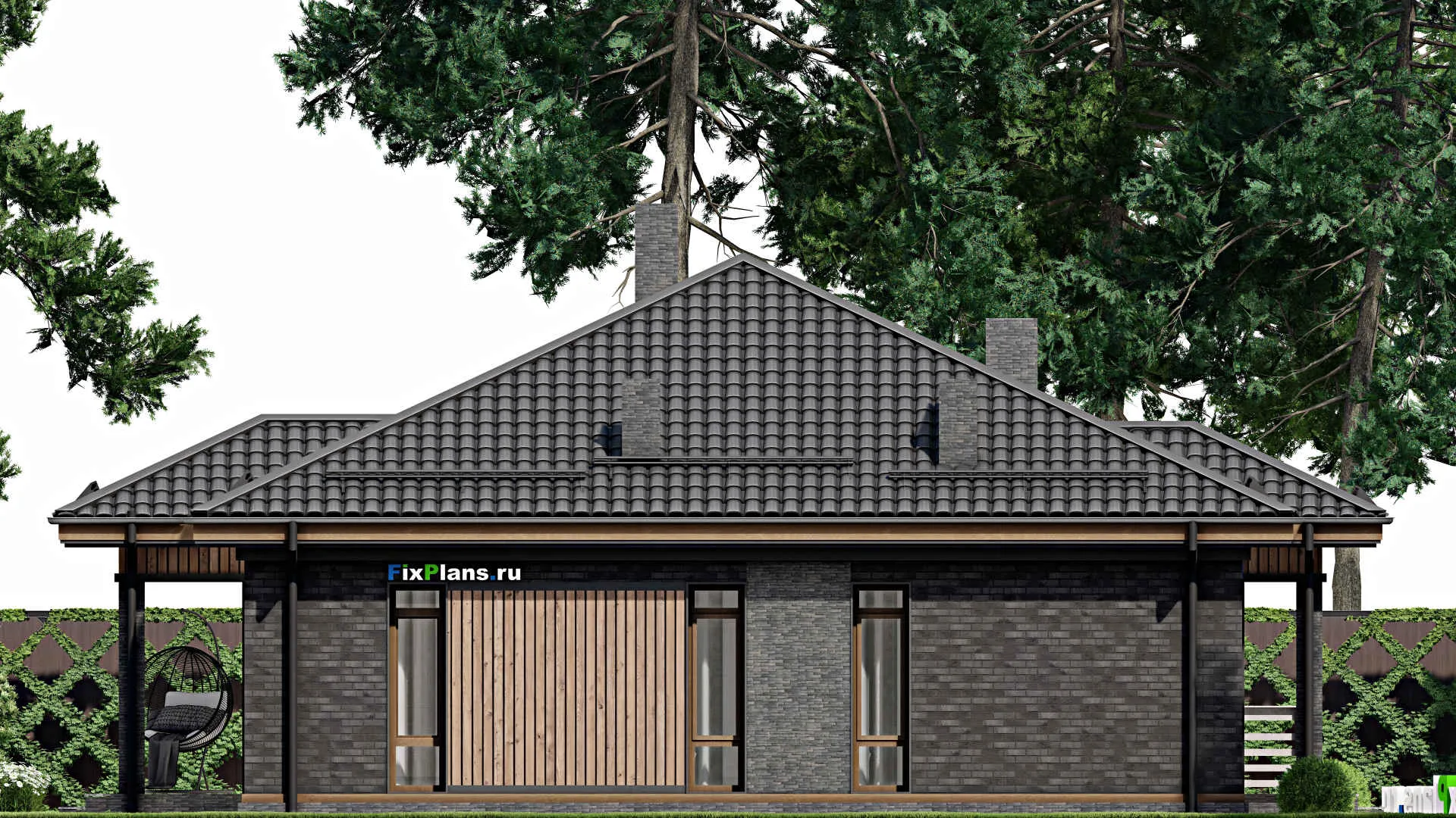 F-2330 - Проект одноэтажного дома 12 на 14, площадью 140 м² с баней и 3 спальнями