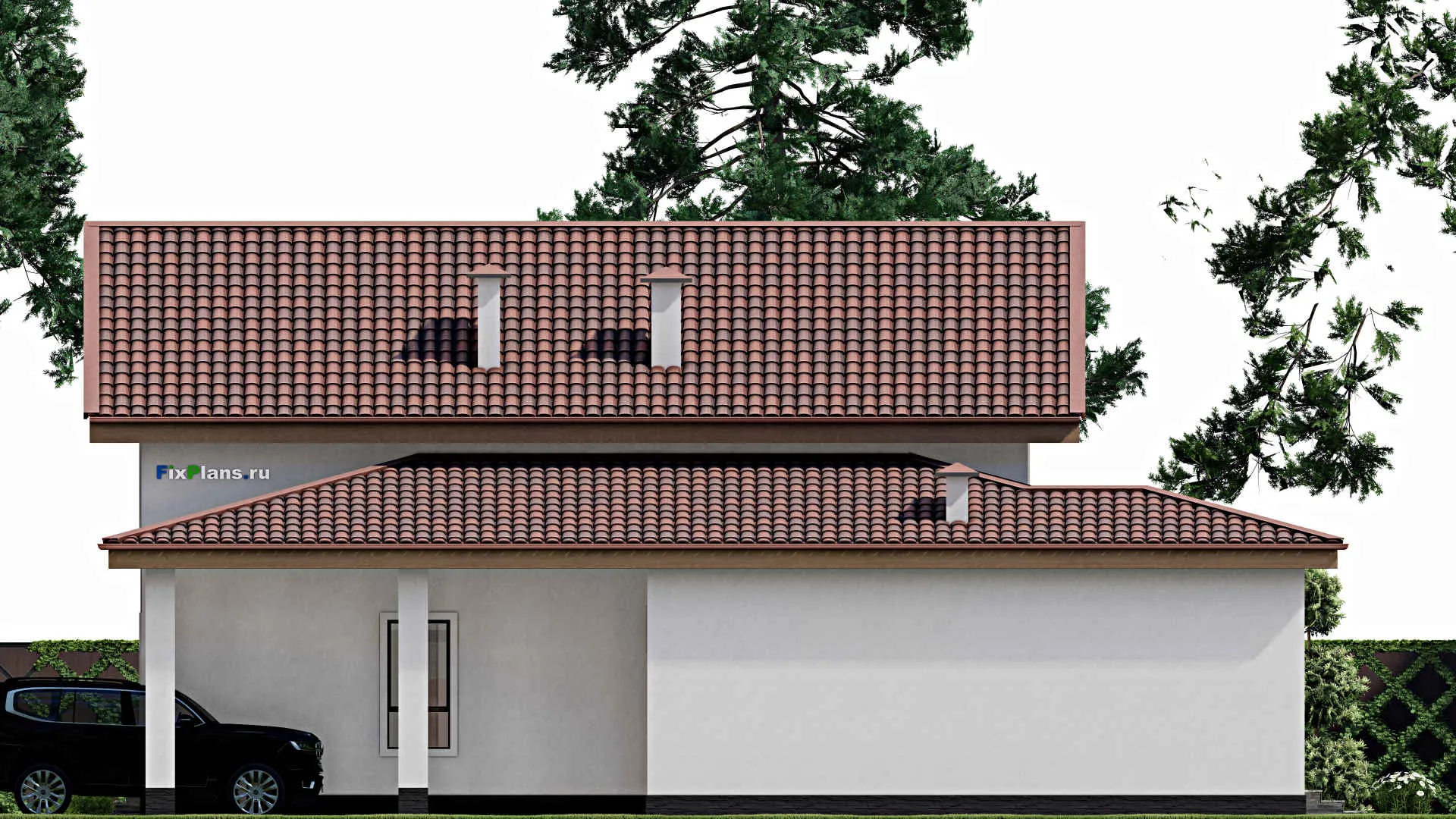 F-10106 - Планы дома с мансардой 14 на 16, площадью 260 м² с террасой, баней и 3 спальнями