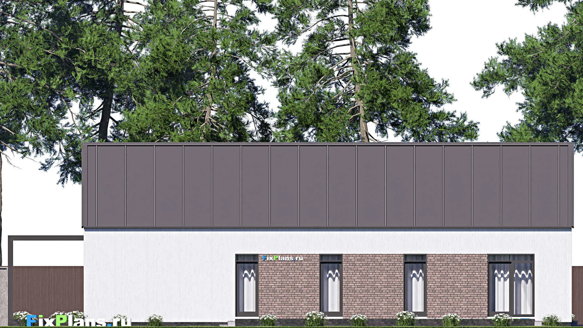 F-16460 - Проект одноэтажного дома 12 на 22, площадью 160 м² с террасой и 3 спальнями