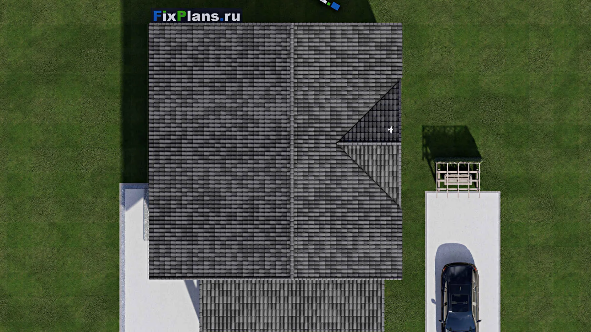 F-1880 - Планы дома с мансардой 12 на 12, площадью 210 м² с террасой и 4 спальнями