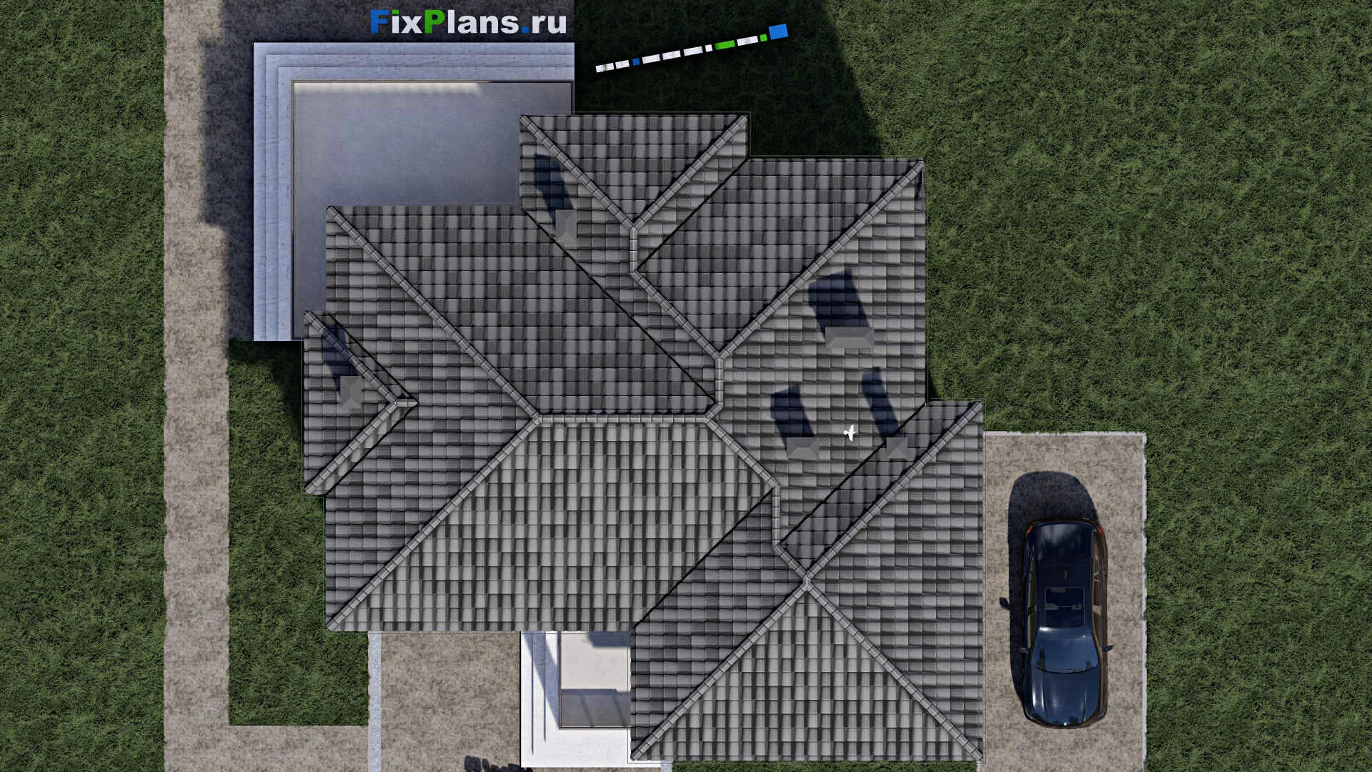 F-1088 - Проект двухэтажного дома 14 на 15, площадью 250 м² с террасой, балконом, вторым светом и 5 спальнями