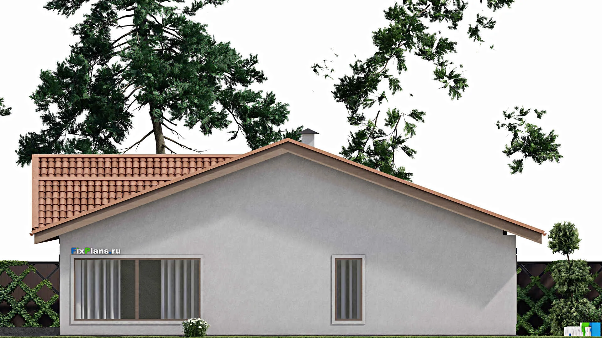 F-10052 - Проект одноэтажного дома 17 на 17, площадью 230 м² с 3 спальнями