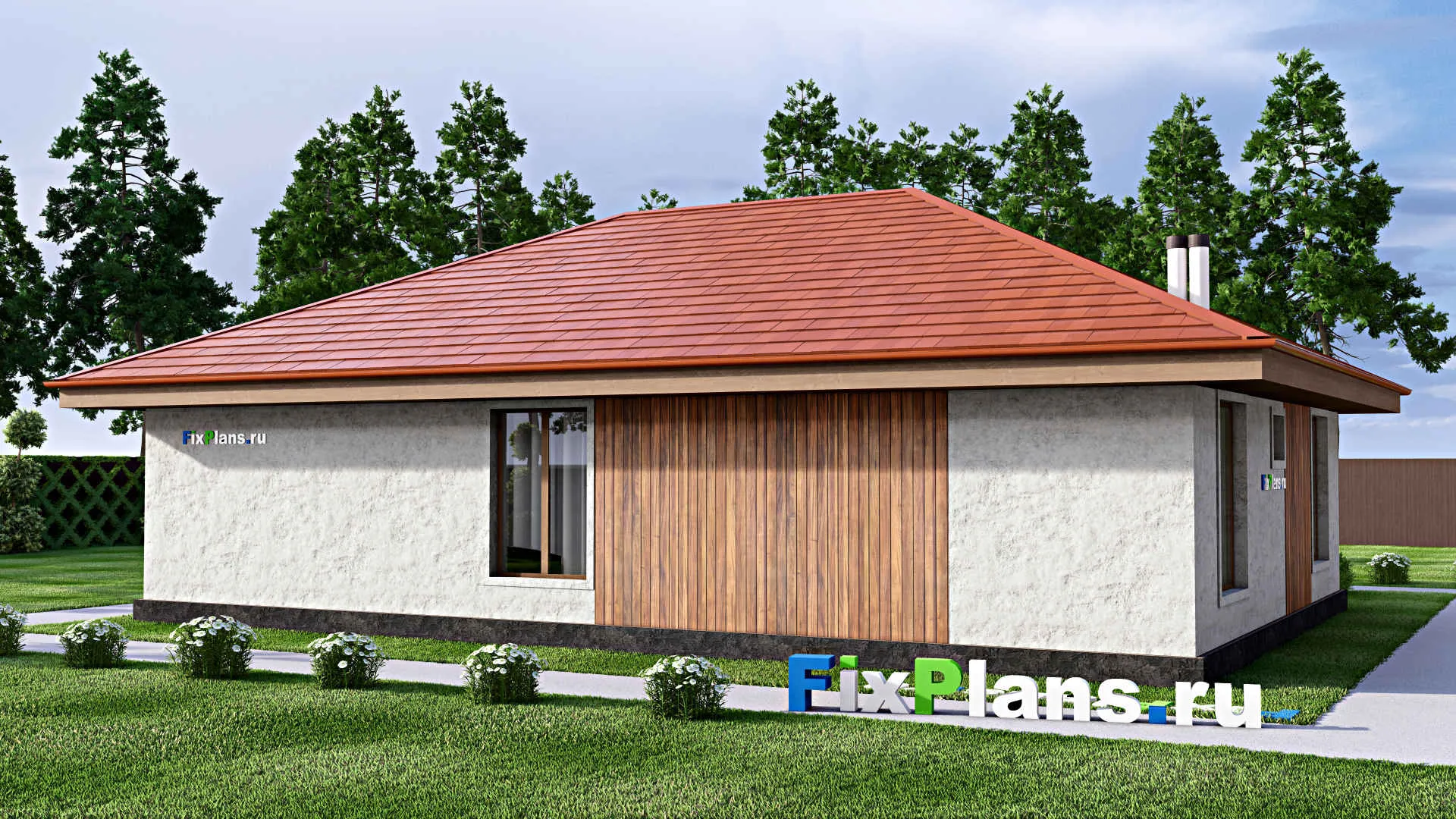 F-13814 - Проект одноэтажного дома 13 на 15, площадью 130 м² с 3 спальнями