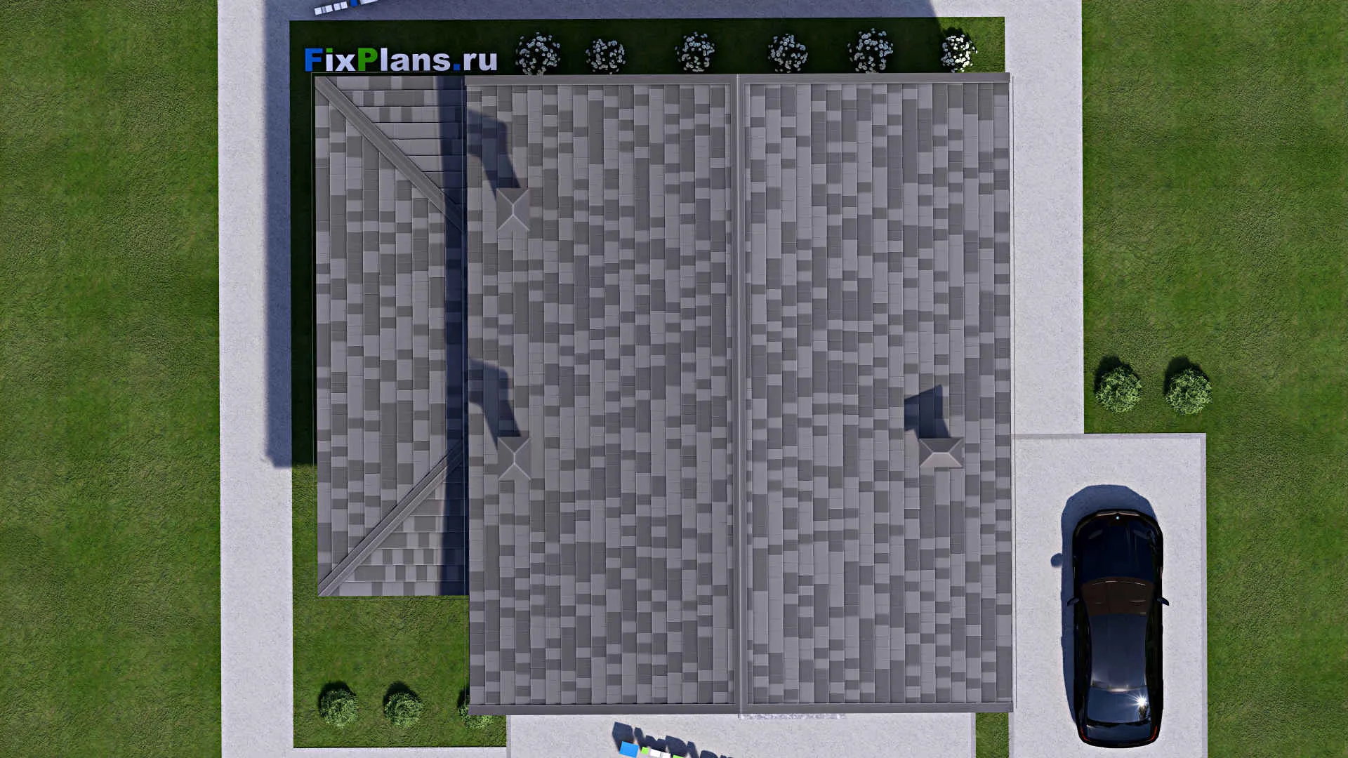 F-12464 - Планы дома с мансардой 12 на 13, площадью 210 м² с балконом, баней и 3 спальнями