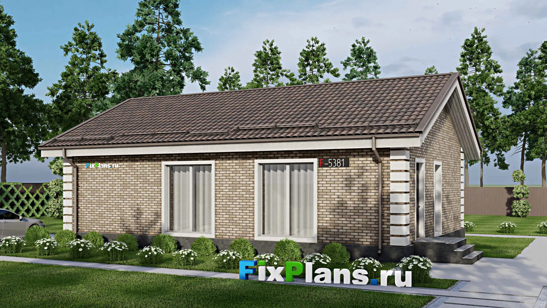 F-5381 - Проект одноэтажного дома 9 на 14, площадью 100 м² с 3 спальнями