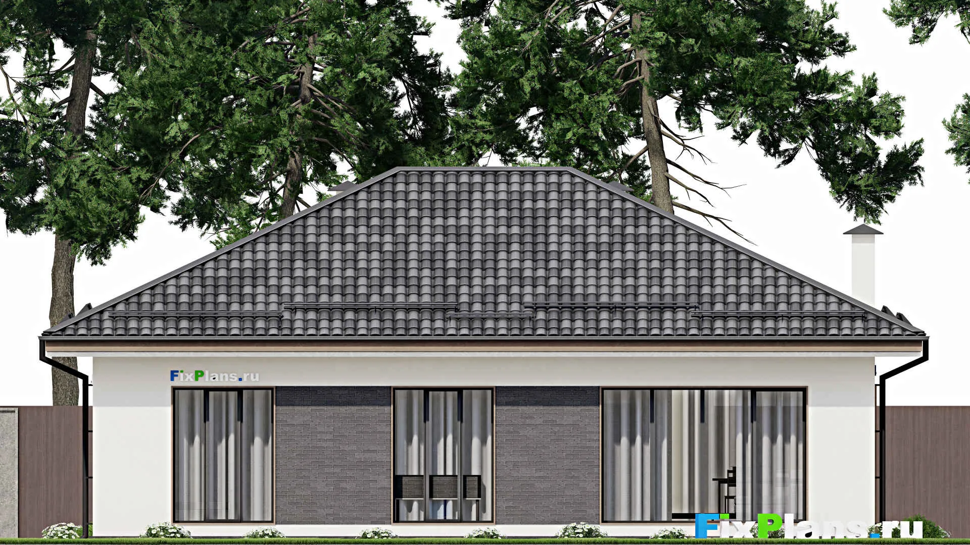 F-6533 - Проект одноэтажного дома 11 на 14, площадью 120 м² с 3 спальнями