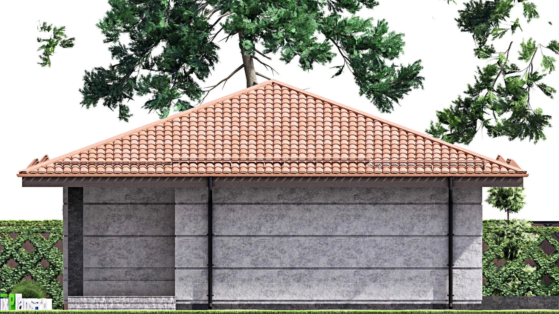 F-12815 - Проект одноэтажного дома 13 на 18, площадью 170 м² с террасой и 3 спальнями