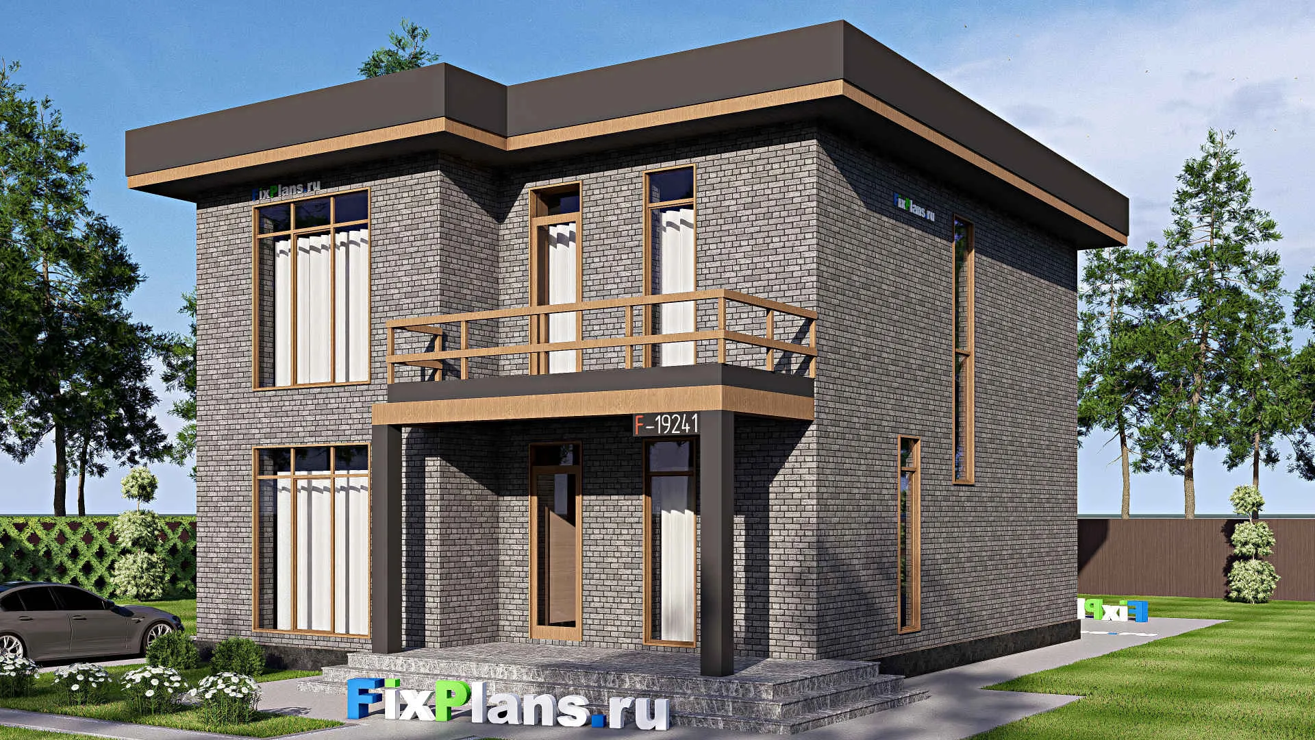 F-19241 - Проект двухэтажного дома 12 на 19, площадью 310 м² с террасой, балконом и 4 спальнями
