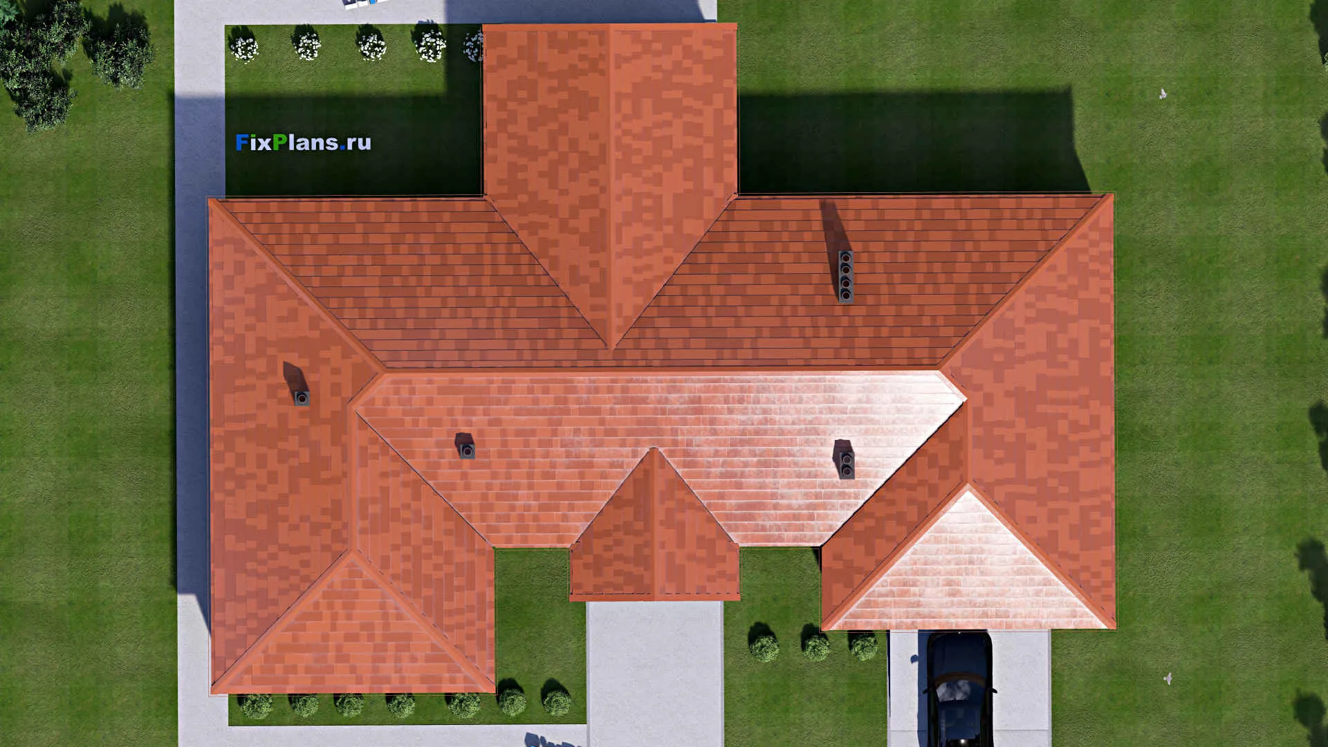 F-16379 - Проект одноэтажного дома 19 на 26, площадью 280 м² с 3 спальнями