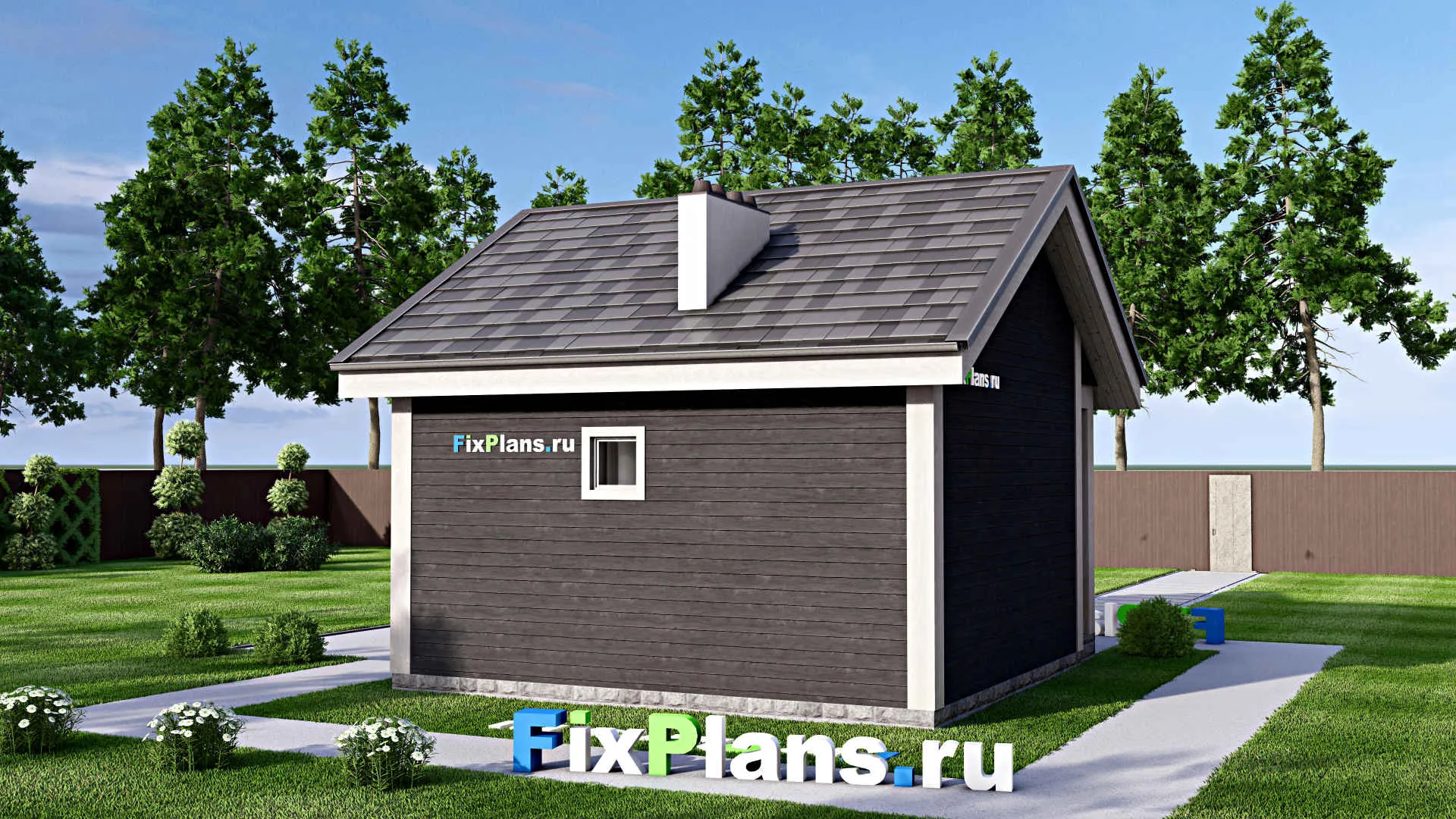 F-15578 - Проект бани 7 на 8, площадью 40 м² с комнатой отдыха и санузлом