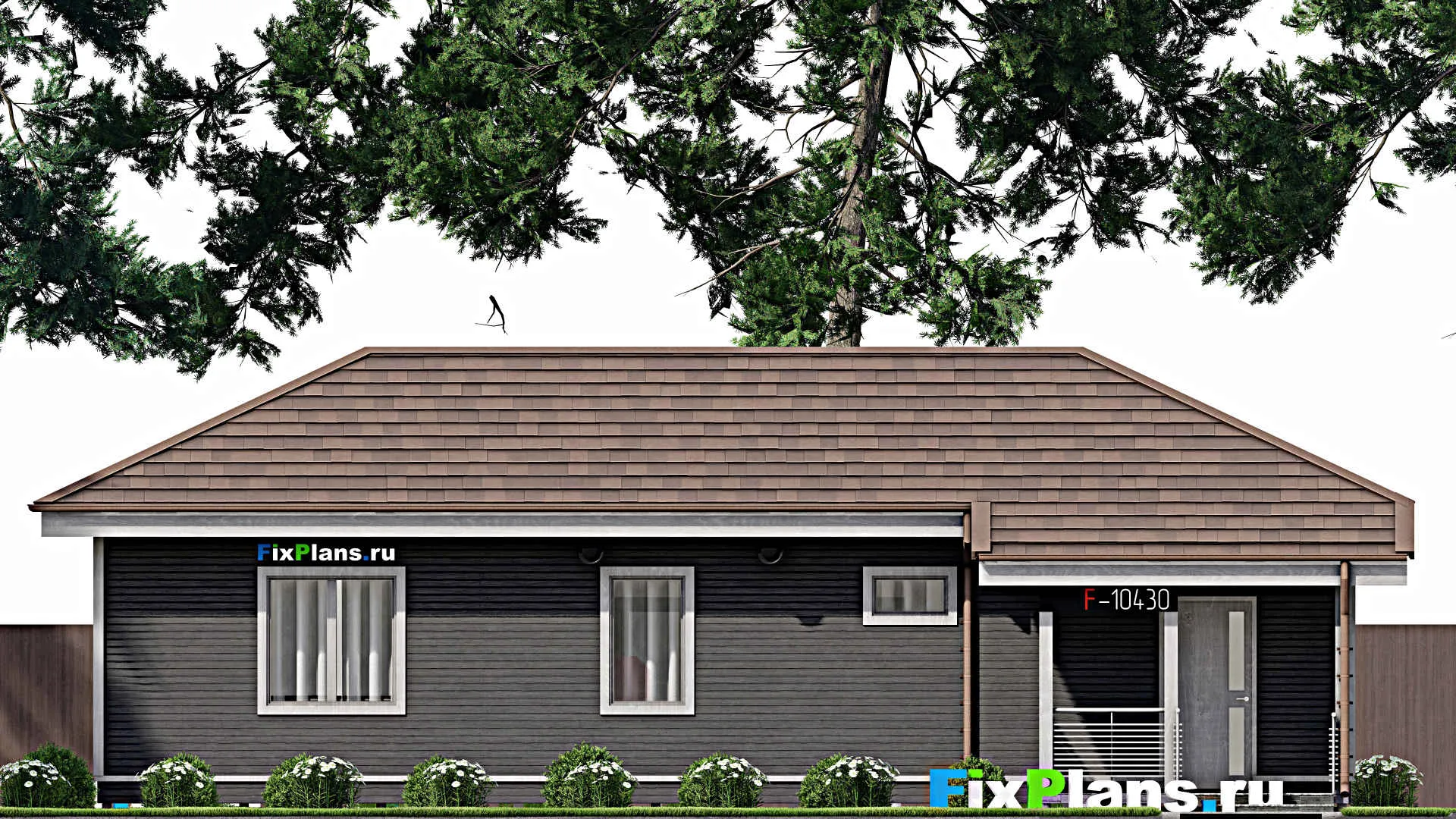 F-10430 - Проект одноэтажного дома 8 на 14, площадью 80 м² с 2 спальнями