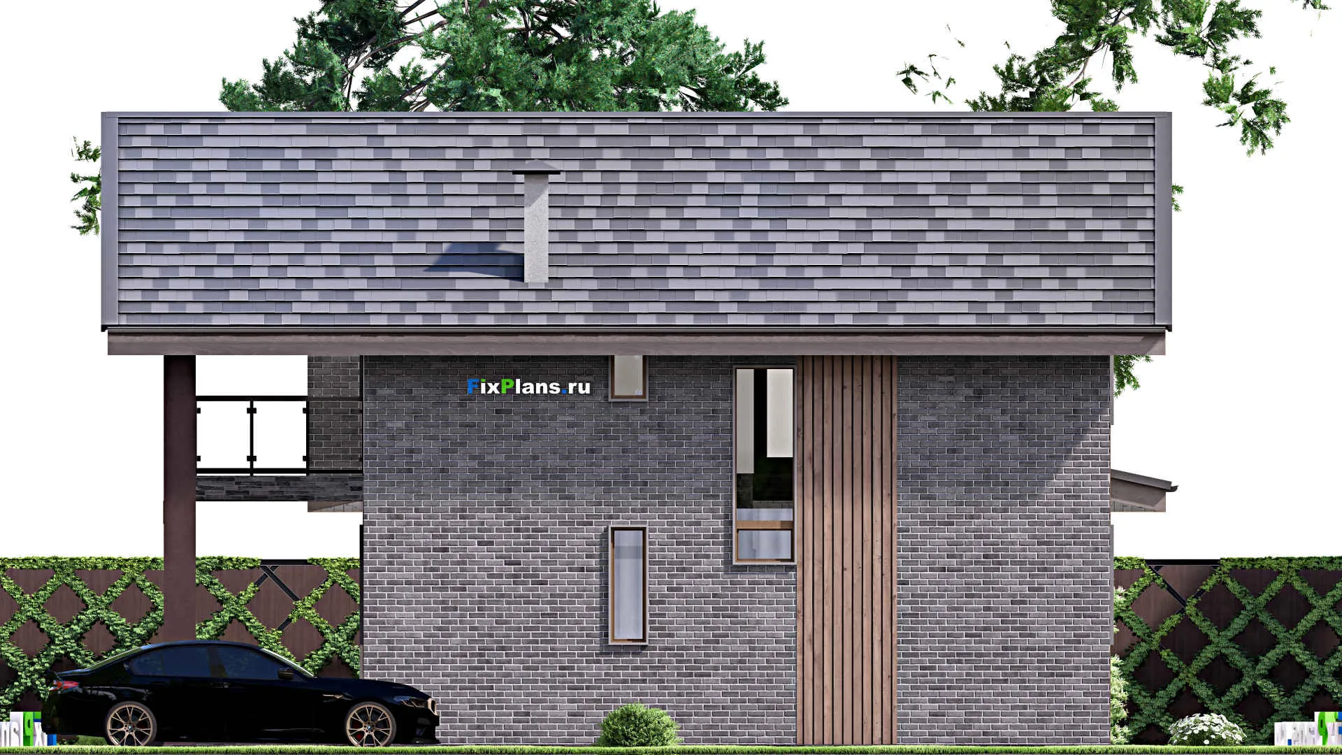 F-12464 - Планы дома с мансардой 12 на 13, площадью 210 м² с балконом, баней и 3 спальнями