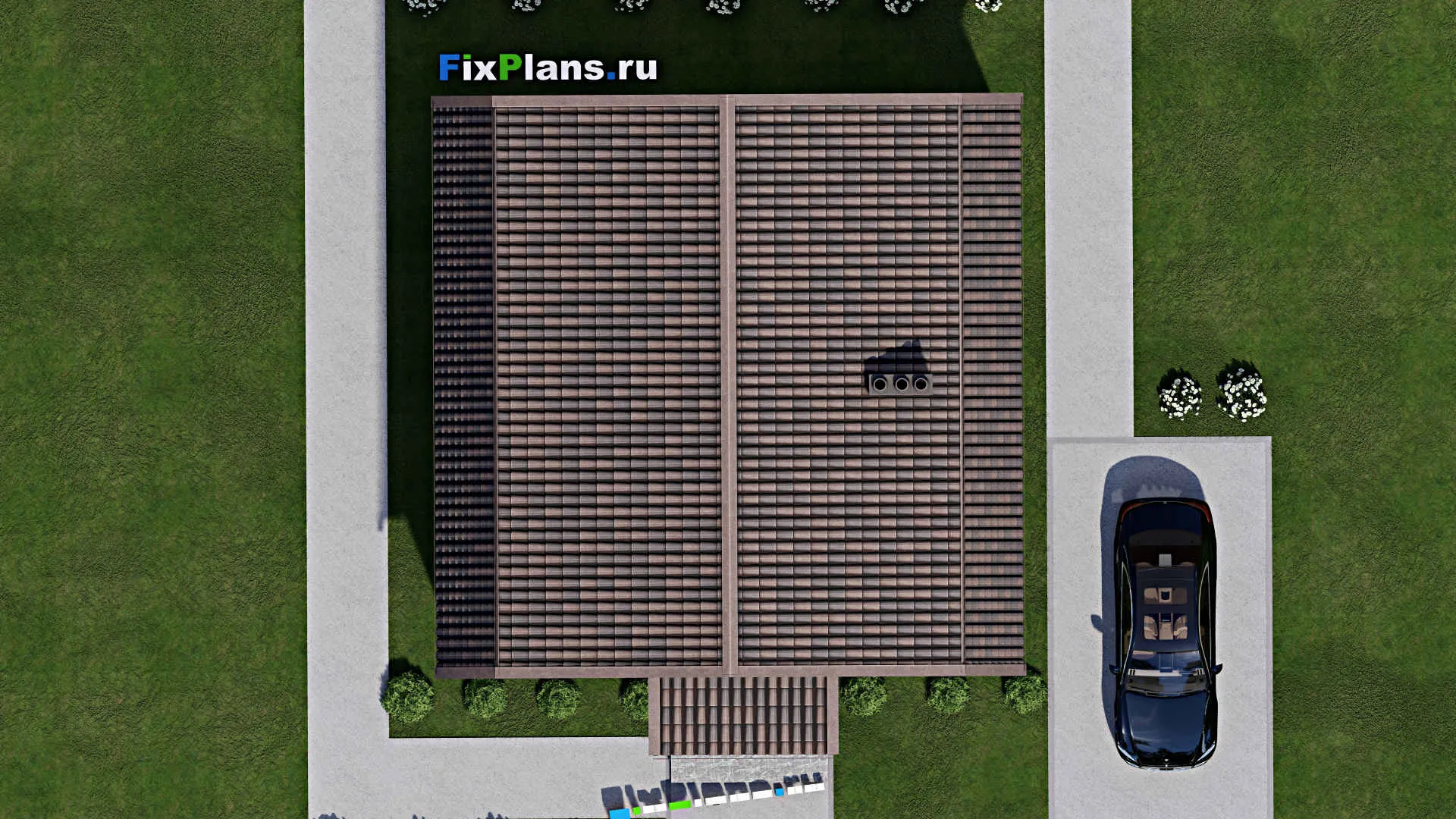 F-4157 - Проект дома с мансардой 11 на 11, площадью 190 м² с террасой и 4 спальнями