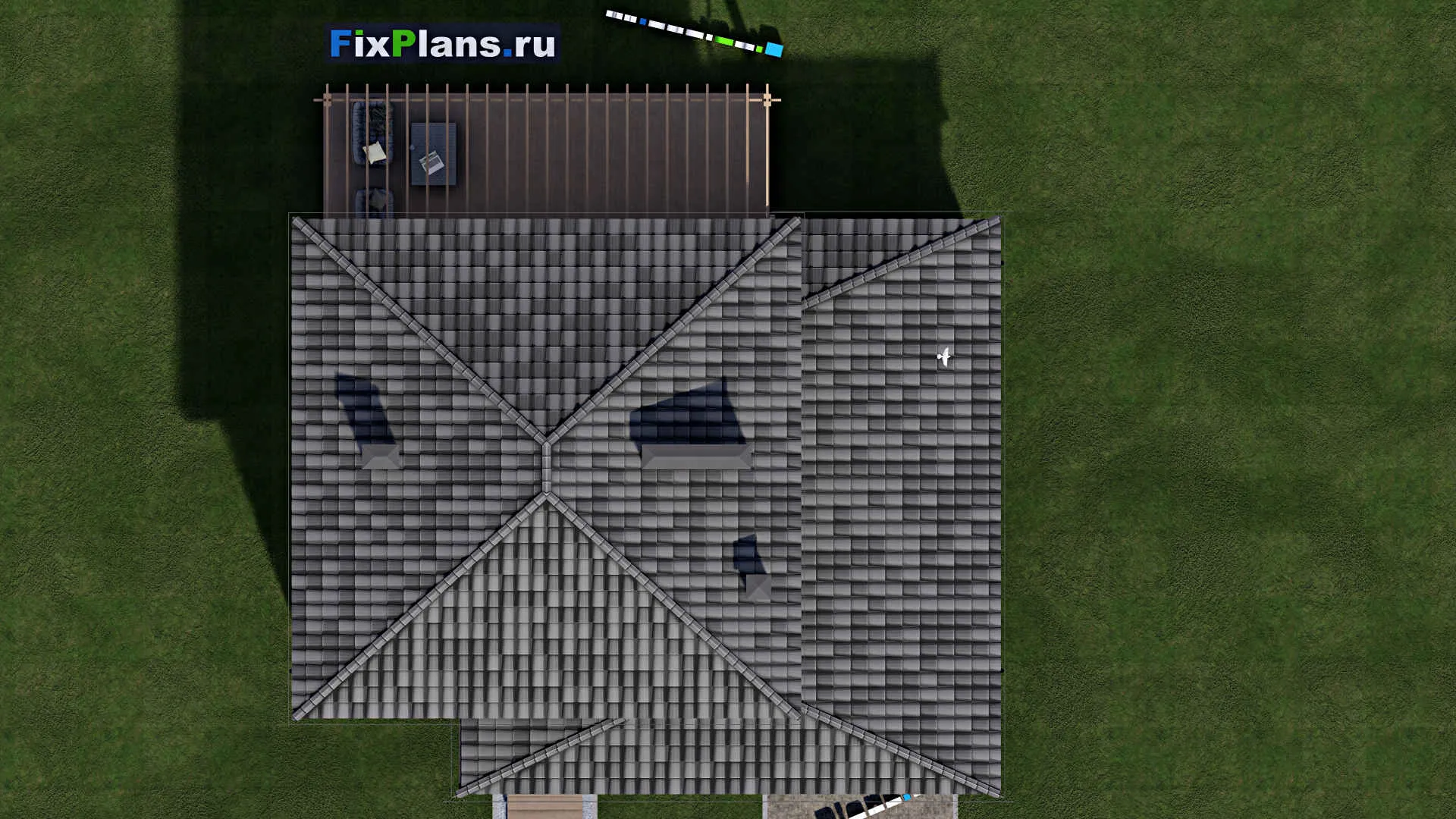 F-1583 - Проект двухэтажного дома 9 на 13, площадью 180 м² с террасой, гаражом на 1 машину и 4 спальнями