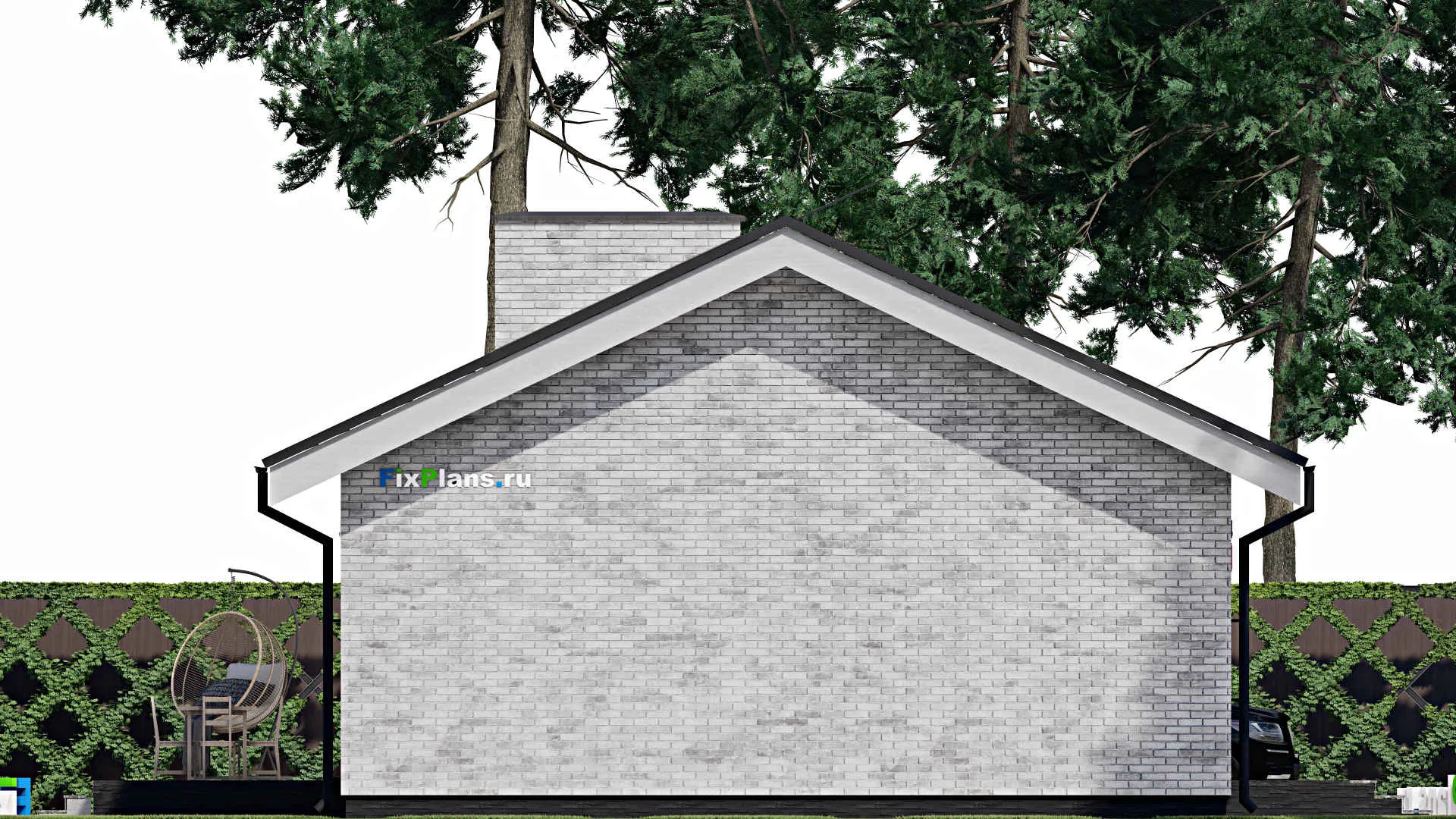 F-1214 - Проект одноэтажного дома 9 на 13, площадью 110 м² с террасой и 3 спальнями